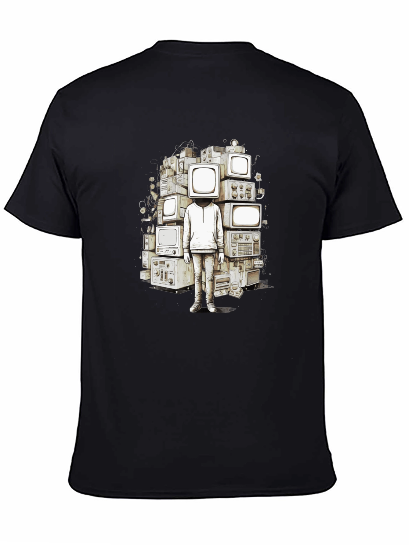 Black Retro TV Head Graphic T-Shirt - Unique Design view 4
