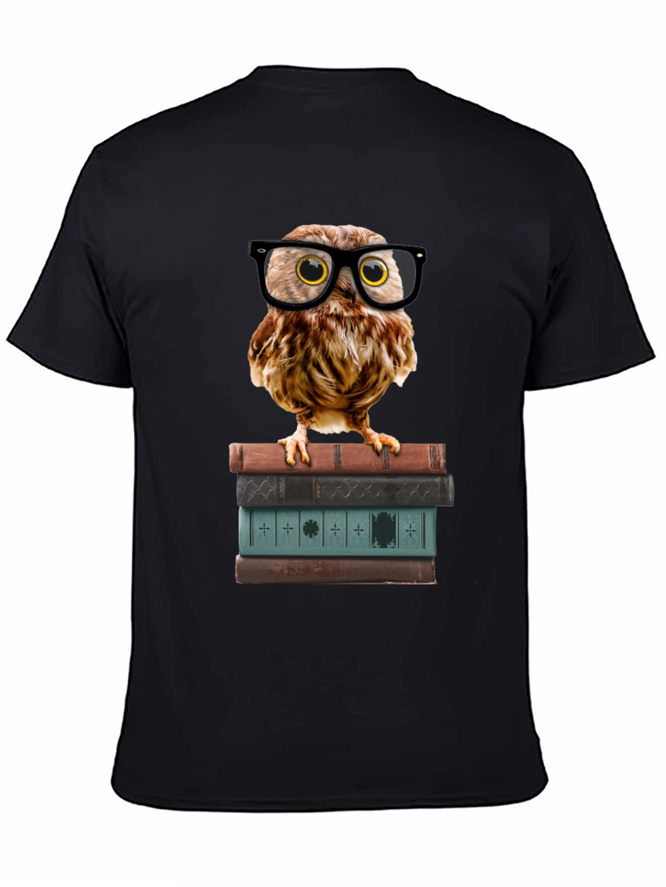 Black Owl on Books T-Shirt - Smart & Stylish view 4