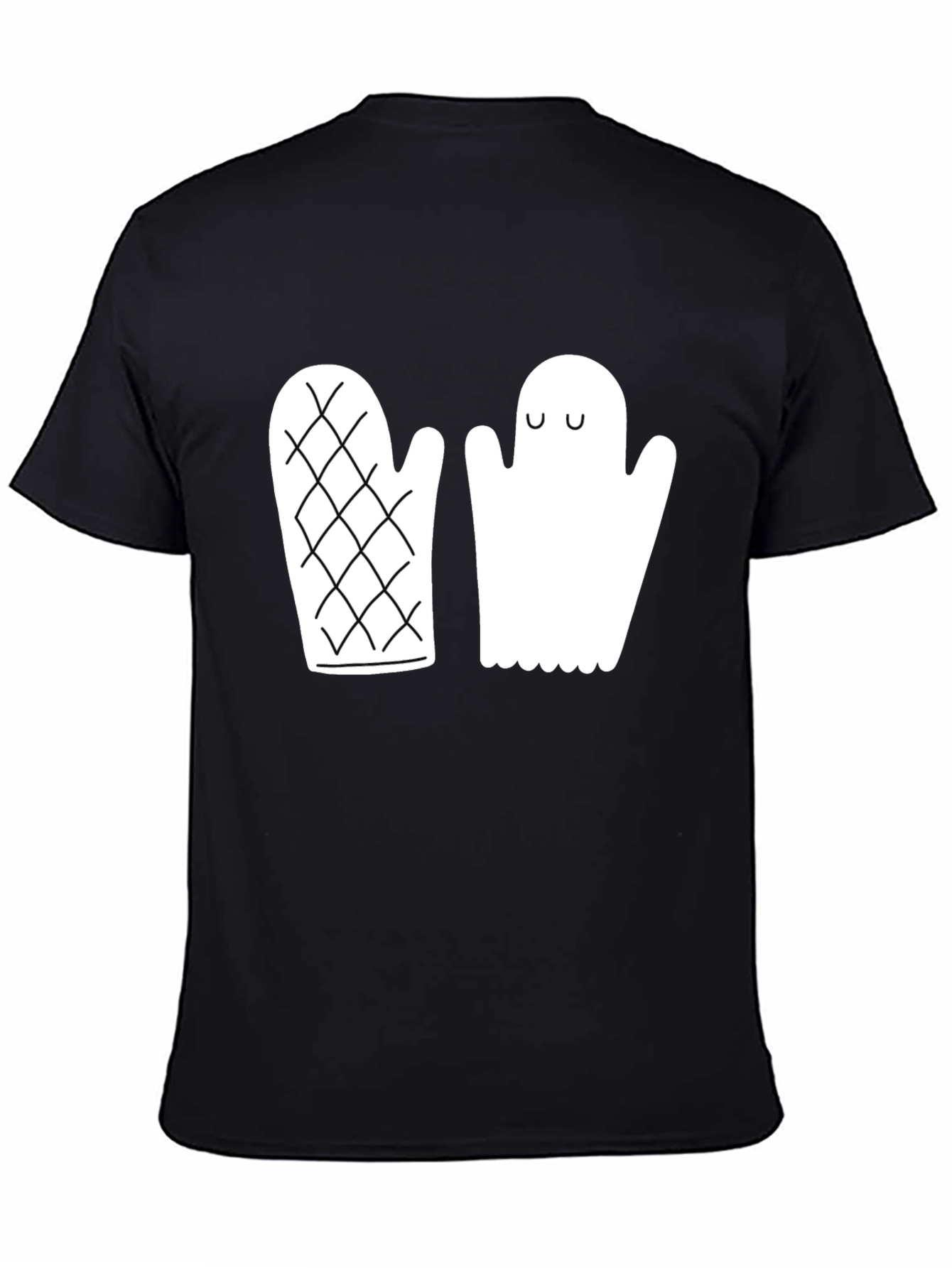 Black Quirky Ghost & Mitten Black T-Shirt view 4