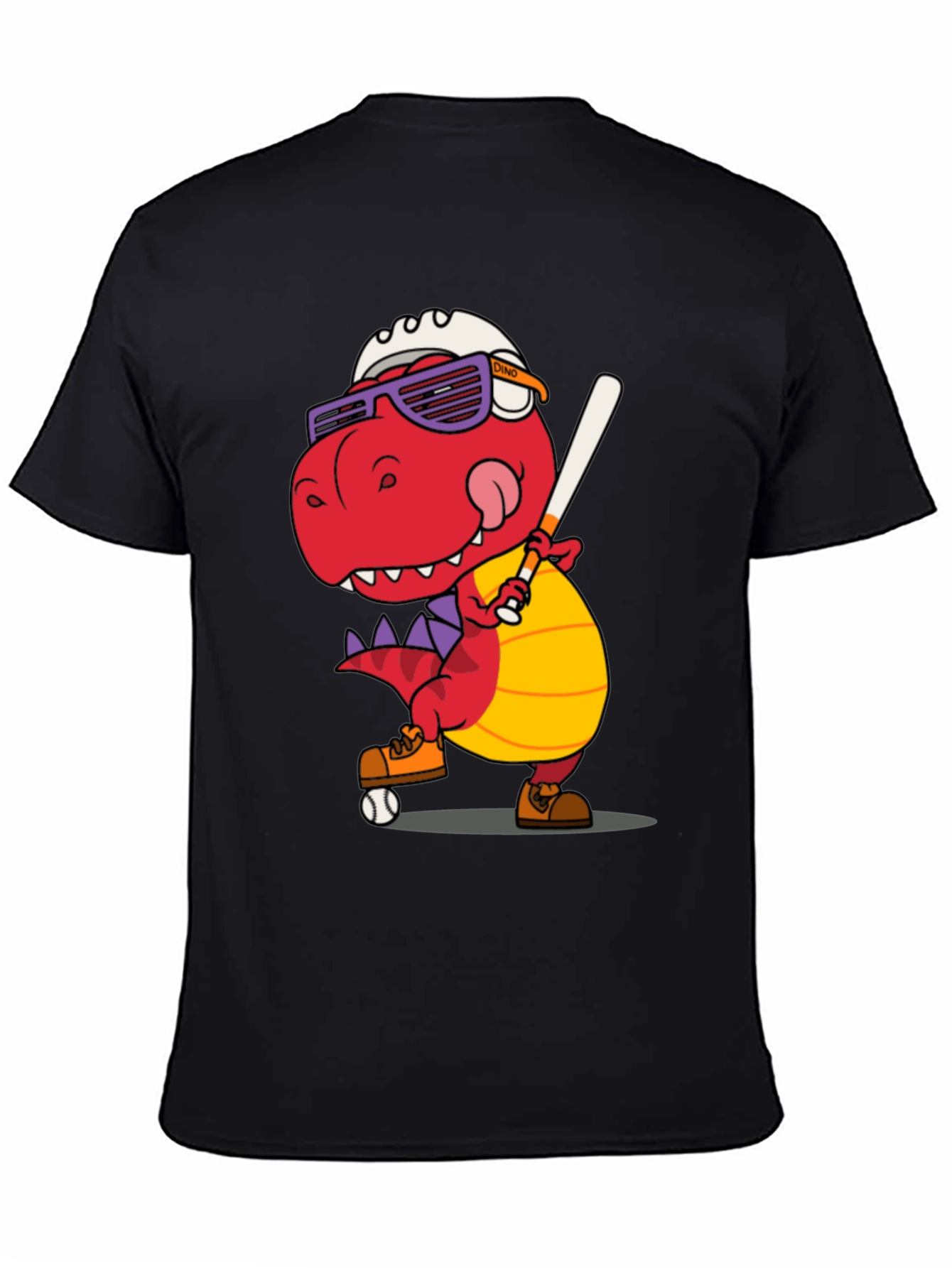 Black Dino Baseball T-Shirt - Novelty Graphic Tee view 4