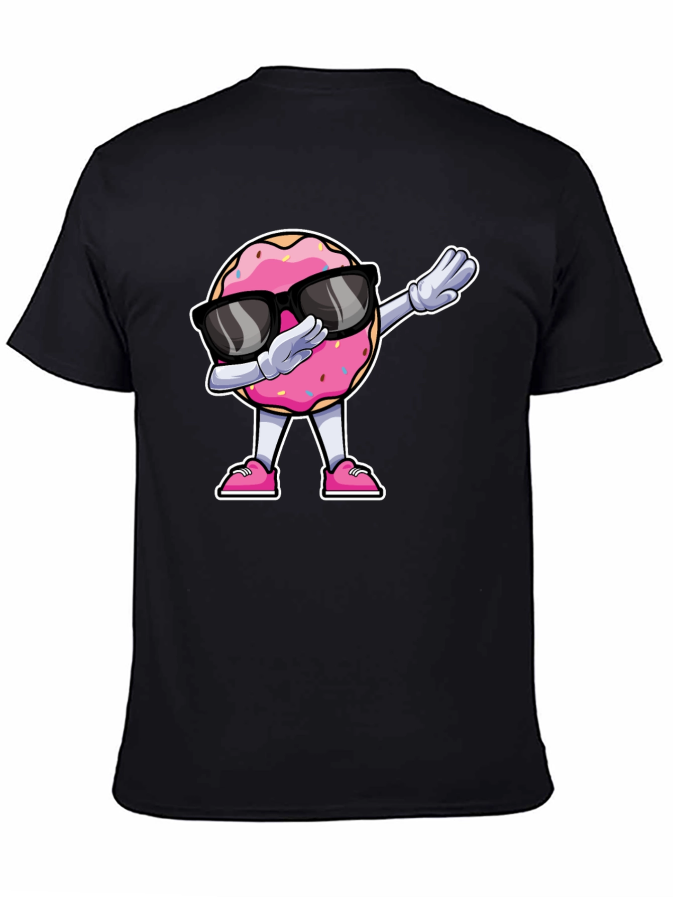 Black Dabbing Donut T-Shirt - Funny Cartoon Tee view 4