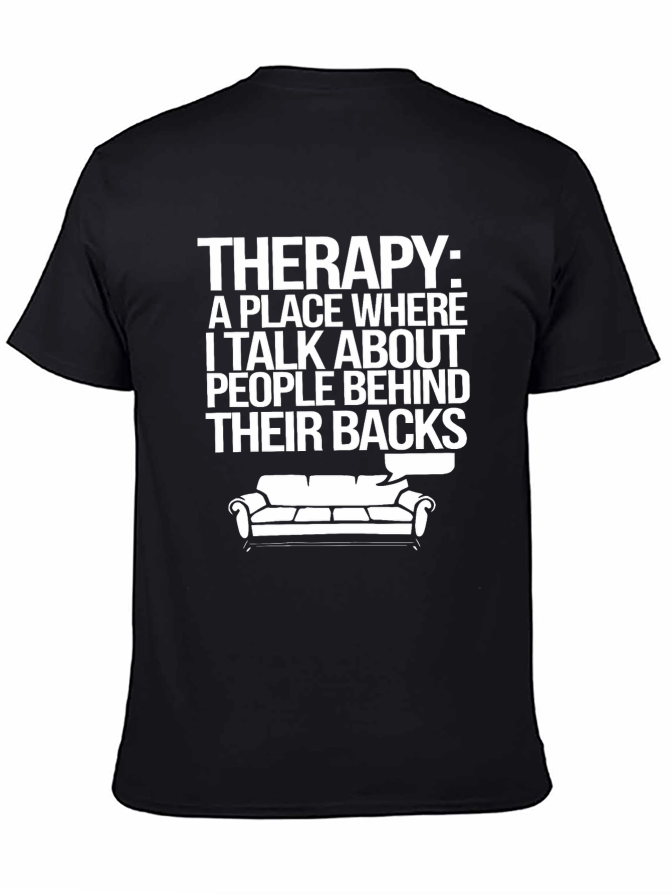 Black Therapy Funny Slogan Black T-Shirt view 4