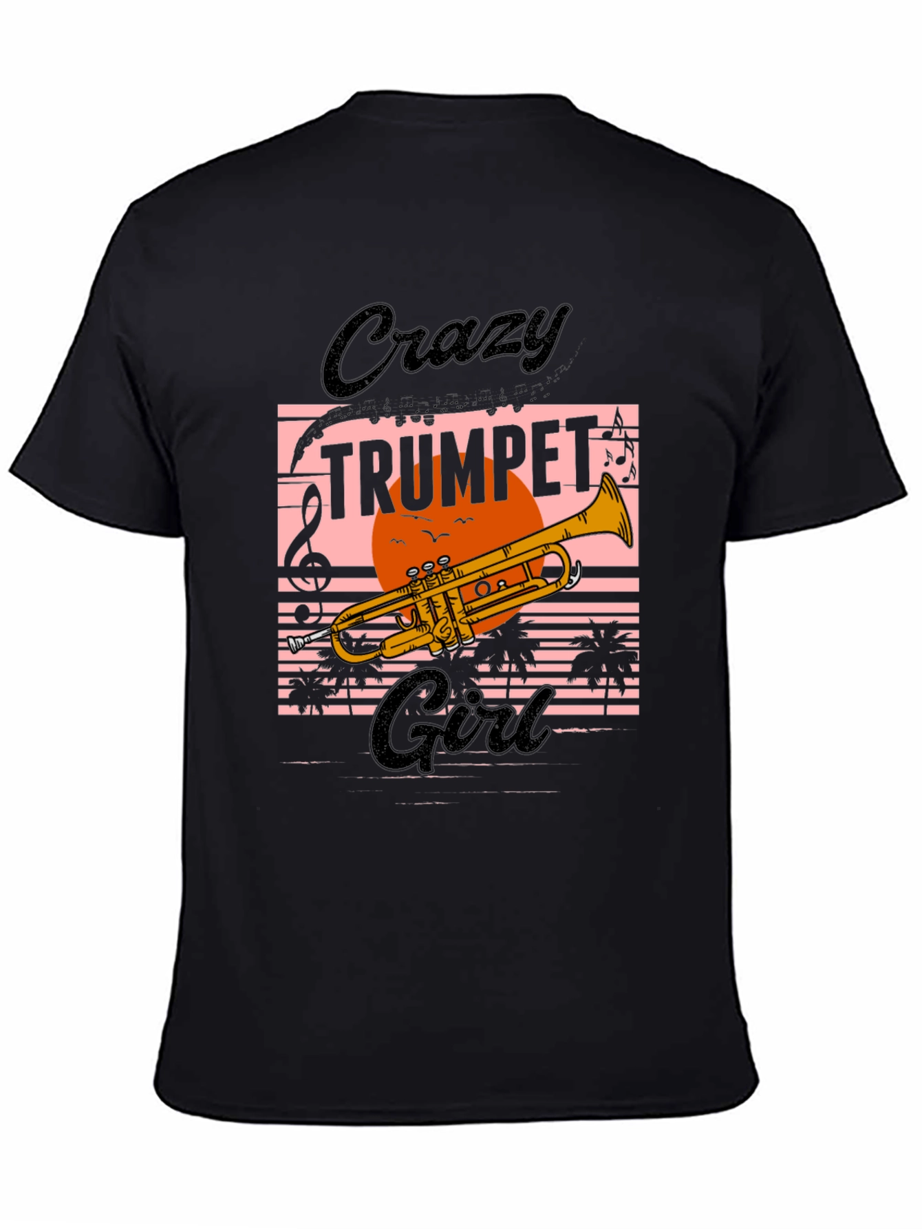 Black Crazy Trumpet Girl Graphic Tee view 4