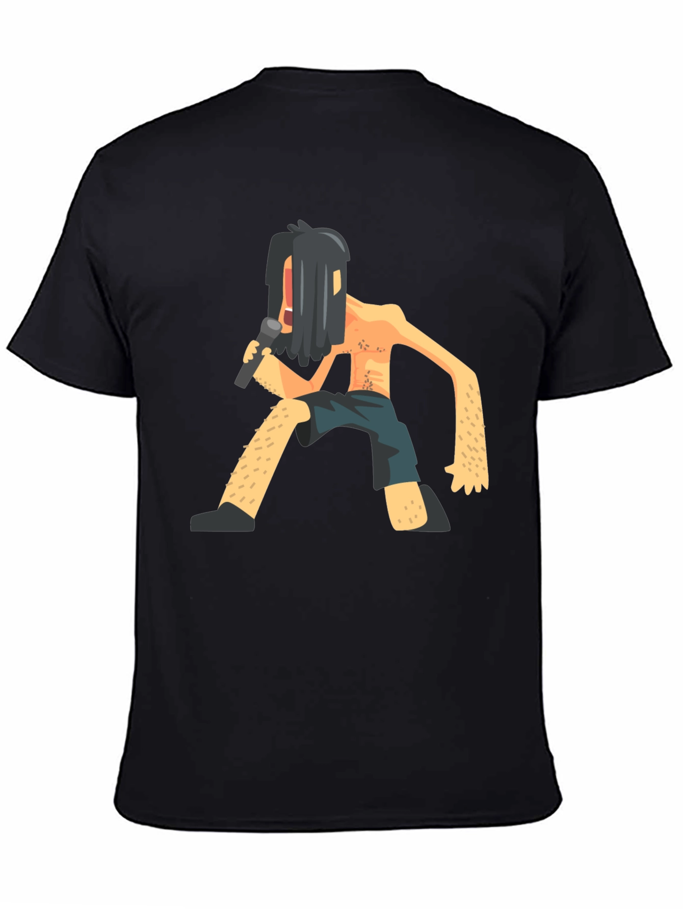 Black Black T-Shirt with Funny Singer Graphic view 4