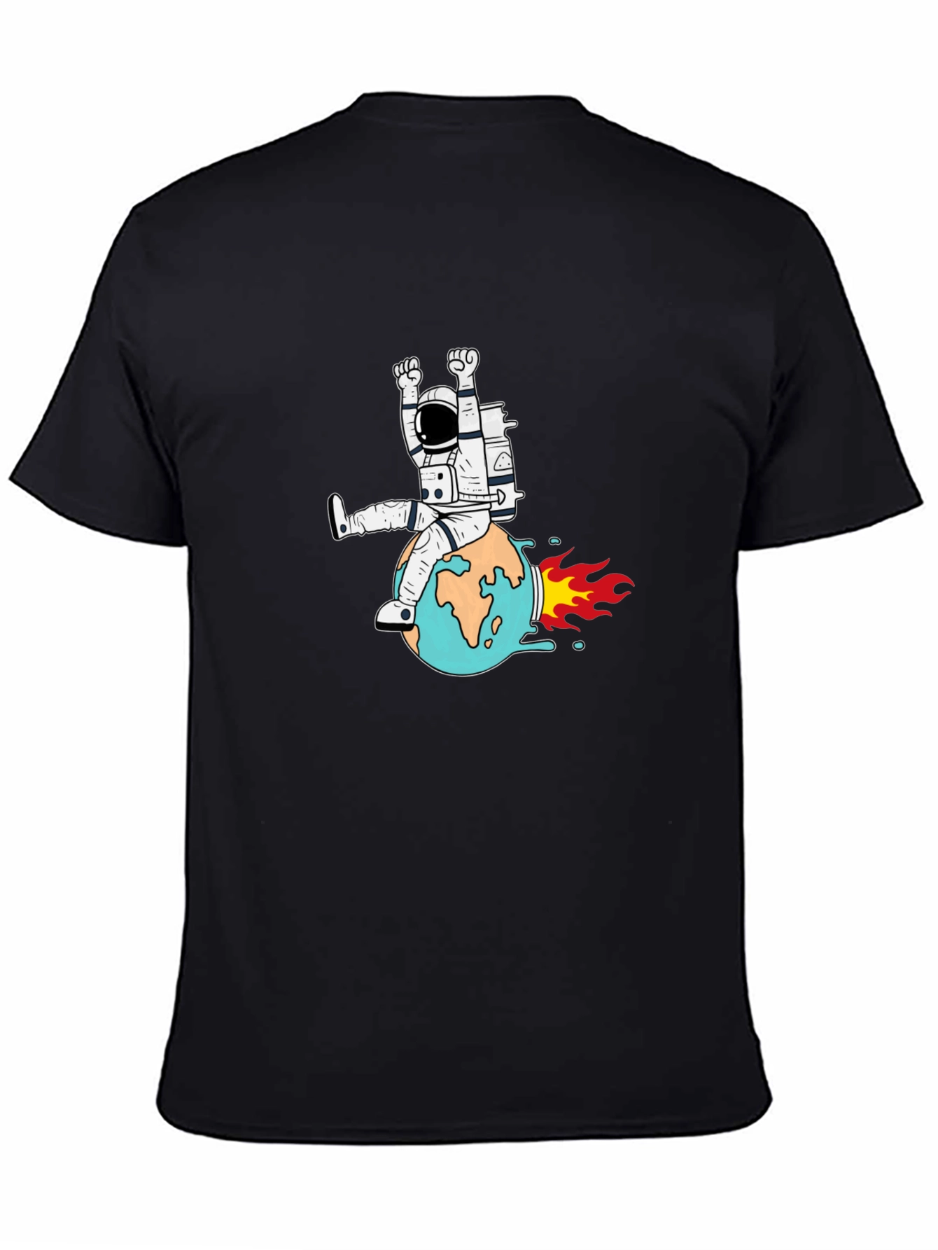 Black Astronaut Riding Earth Graphic T-Shirt view 4