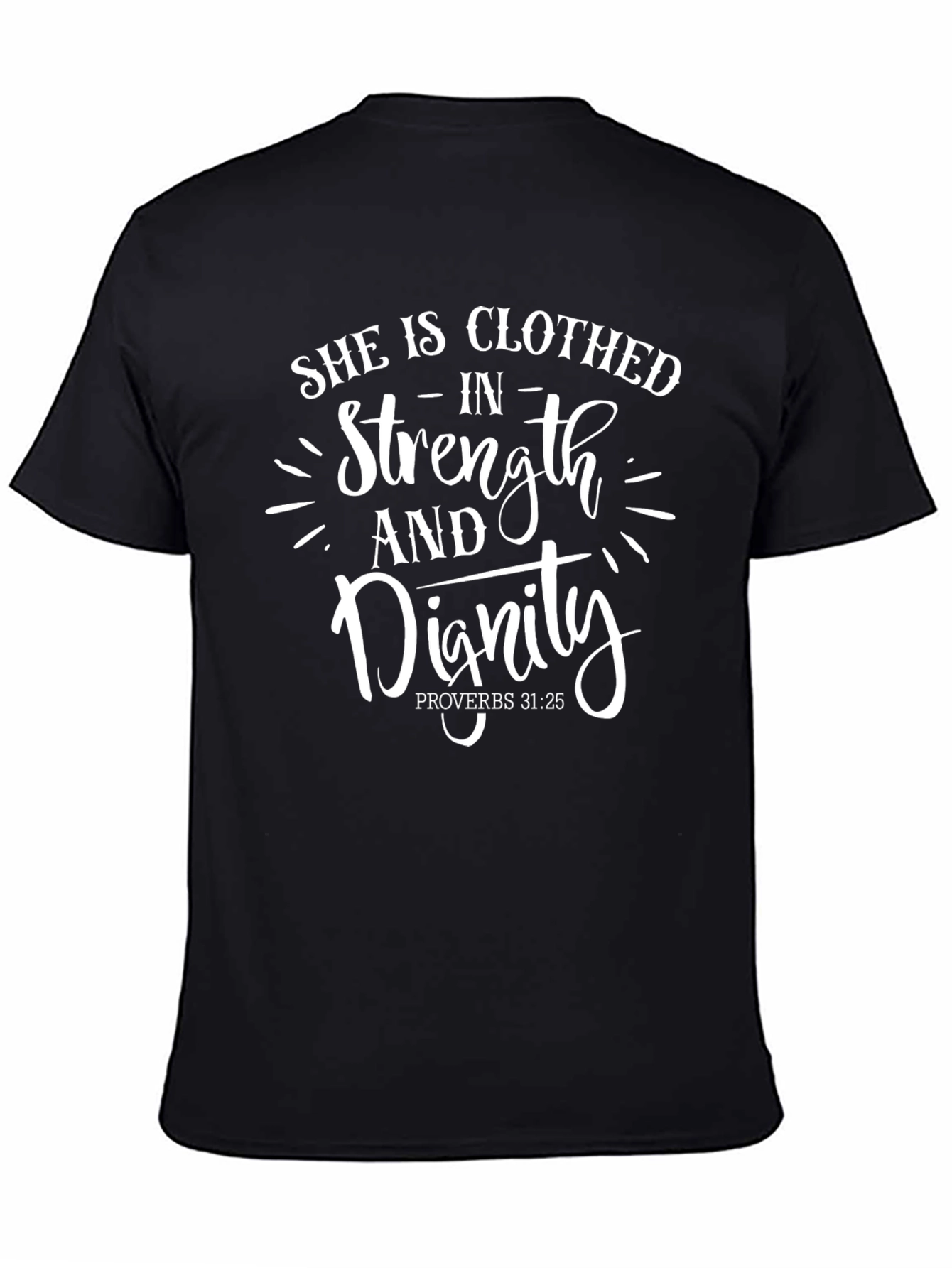 Black She Is Clothed In Strength & Dignity Black T-Shirt view 4
