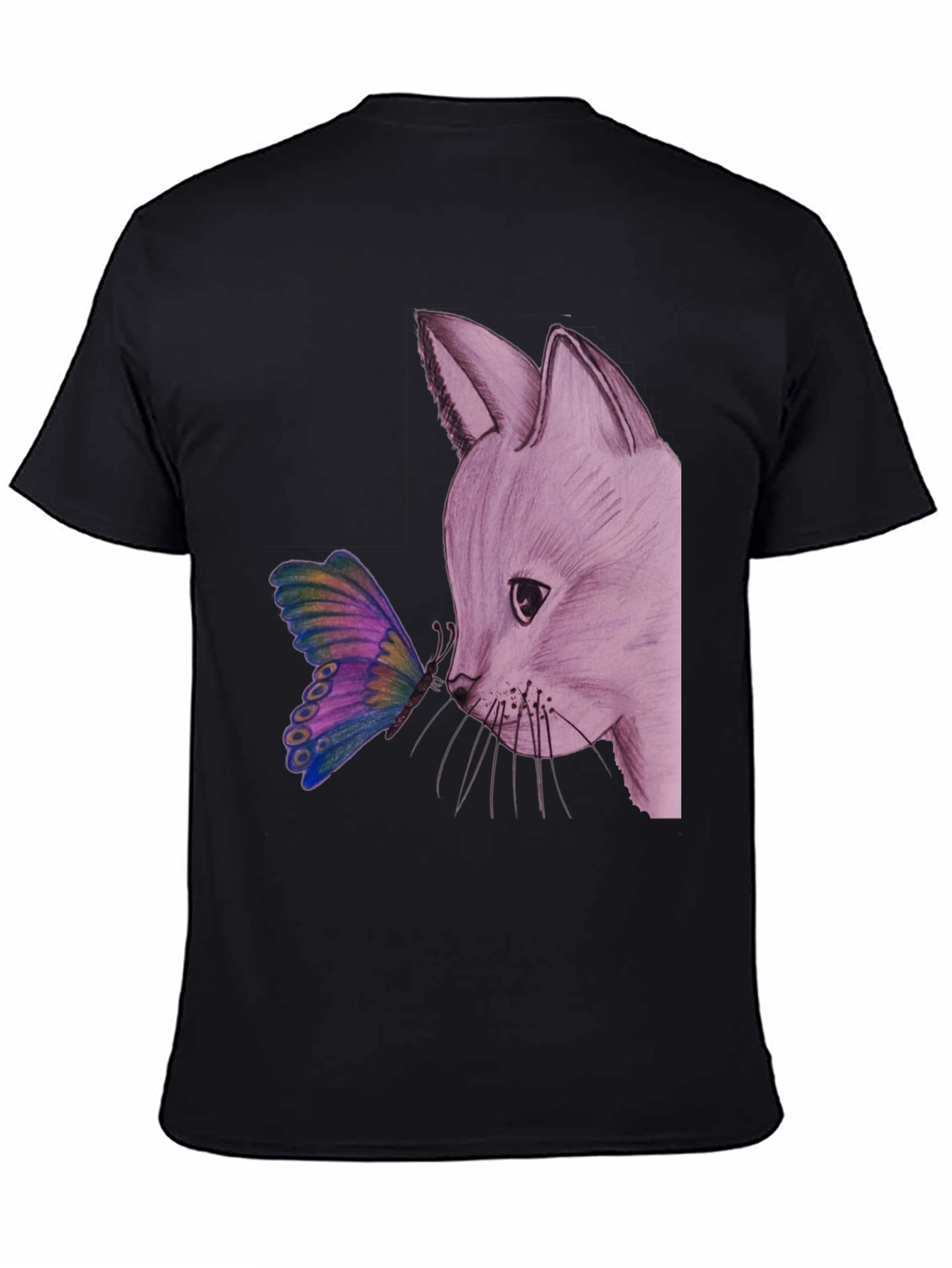 Black Fox and Butterfly Graphic Tee view 4