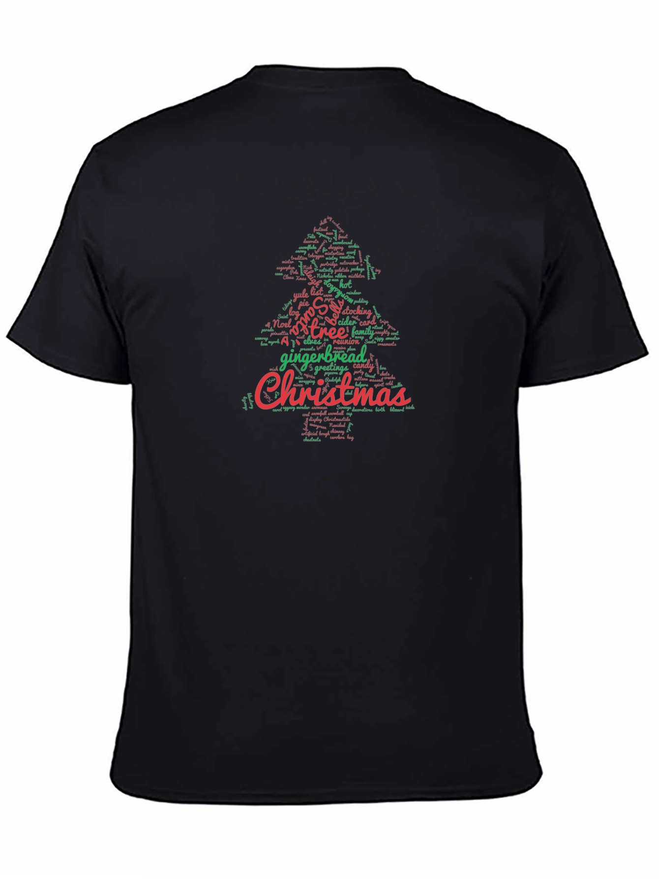 Black Christmas Tree Word Art Tee view 4