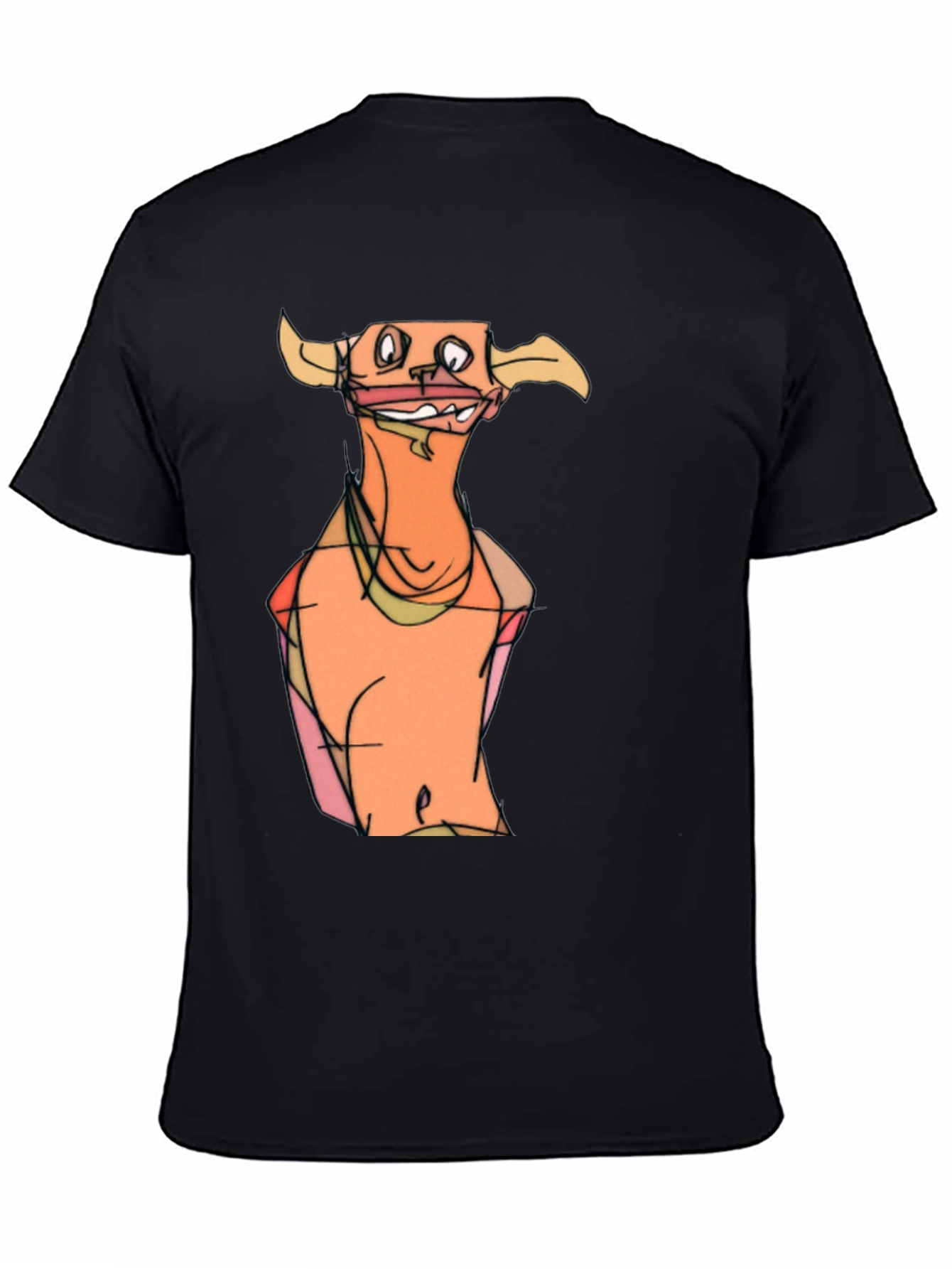 Black Cartoon Character Graphic Tee - Men's Black T-Shirt view 4