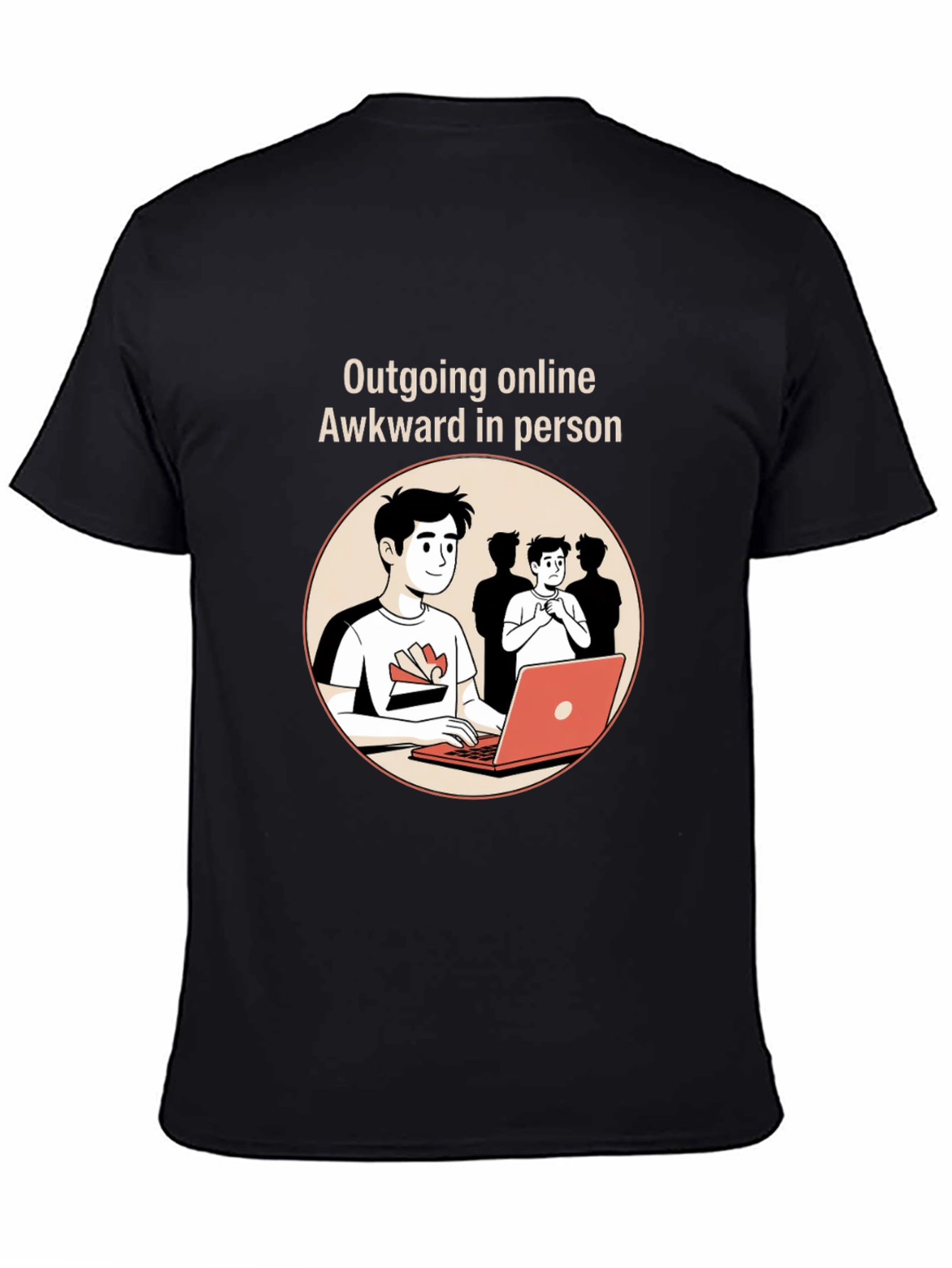 Black Outgoing Online Awkward in Person Graphic Tee view 4