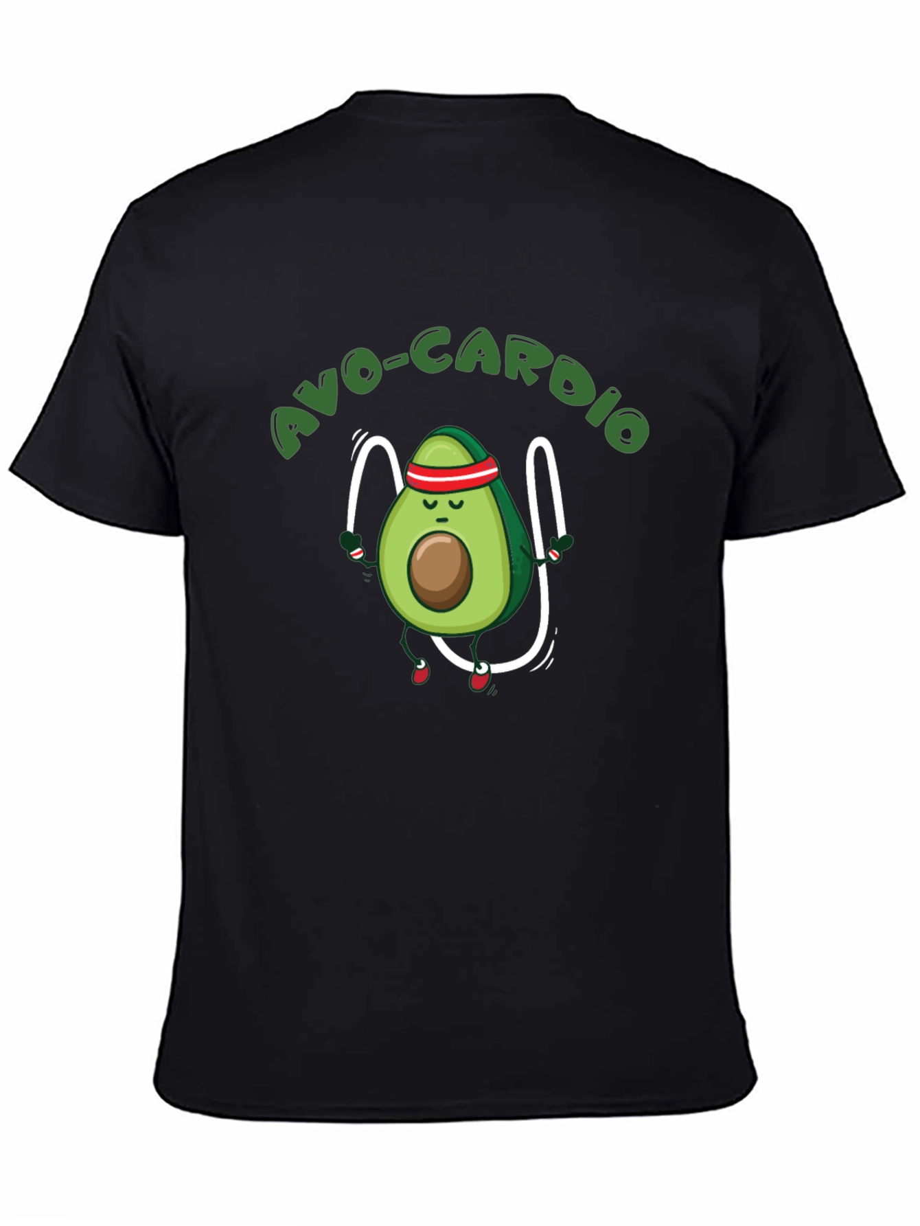 Black Avo-Cardio Black T-Shirt - Avocado Exercise Tee view 4