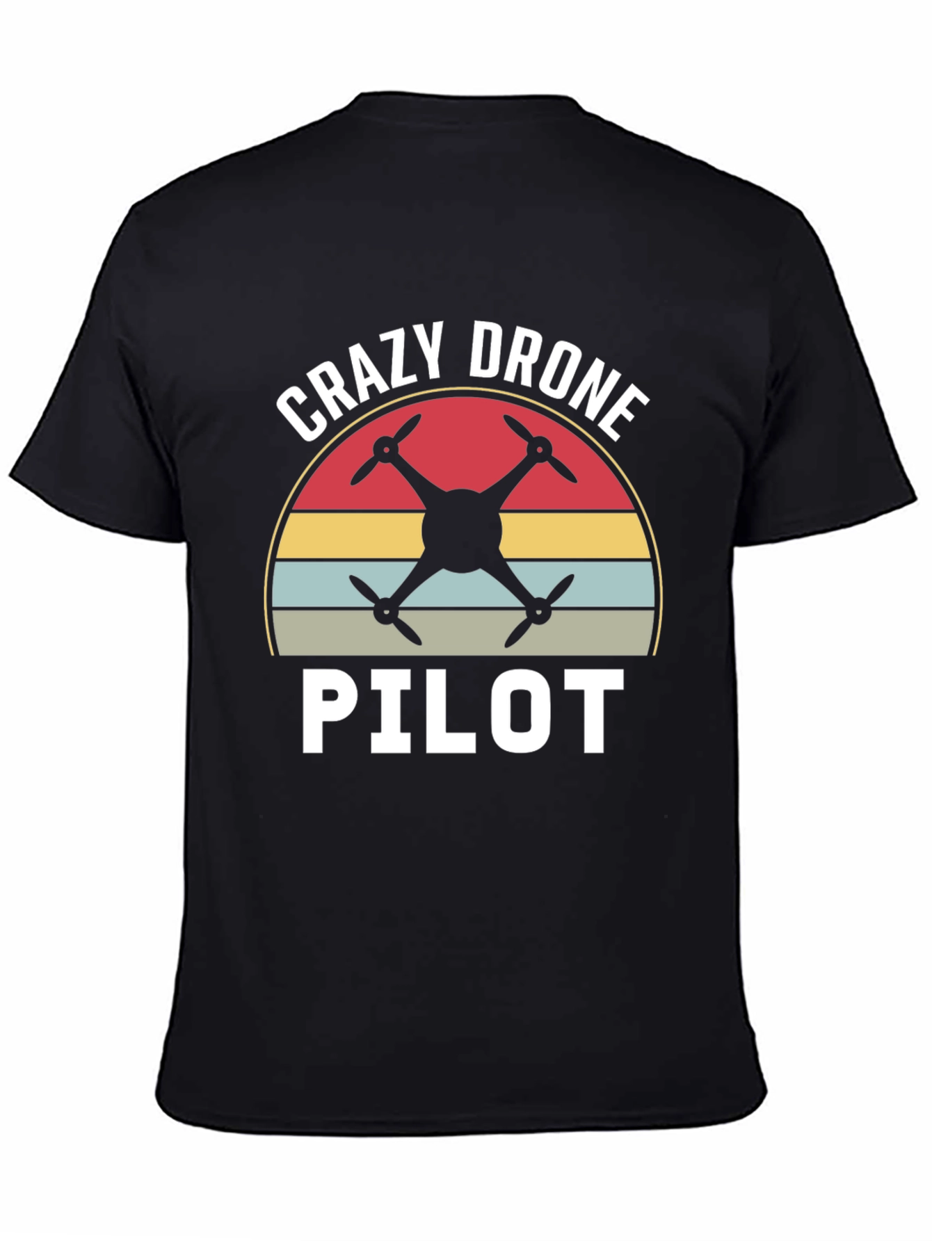 Black Crazy Drone Pilot Graphic T-Shirt view 4