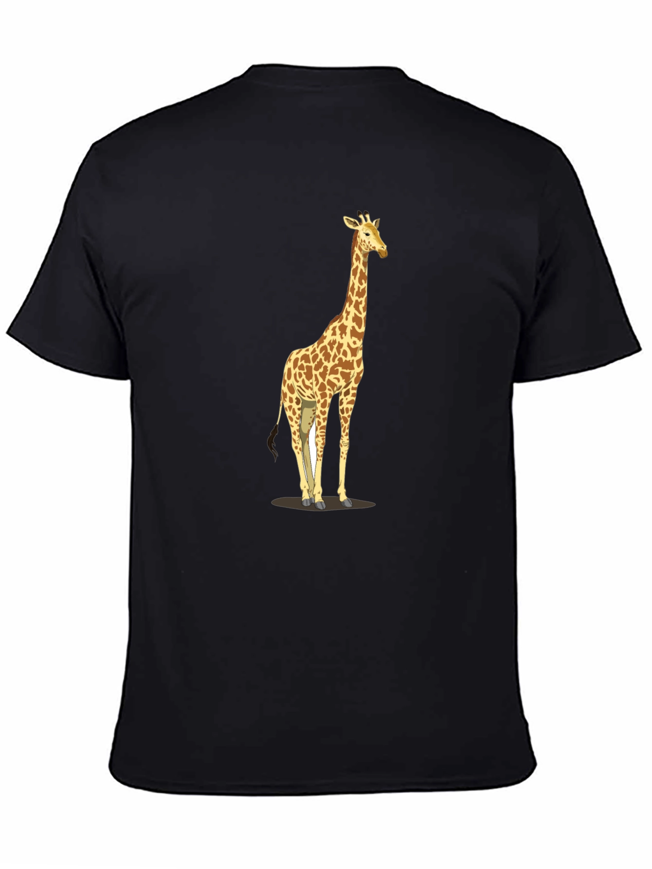 Black Giraffe Print Black T-Shirt - Men's Casual Tee view 4