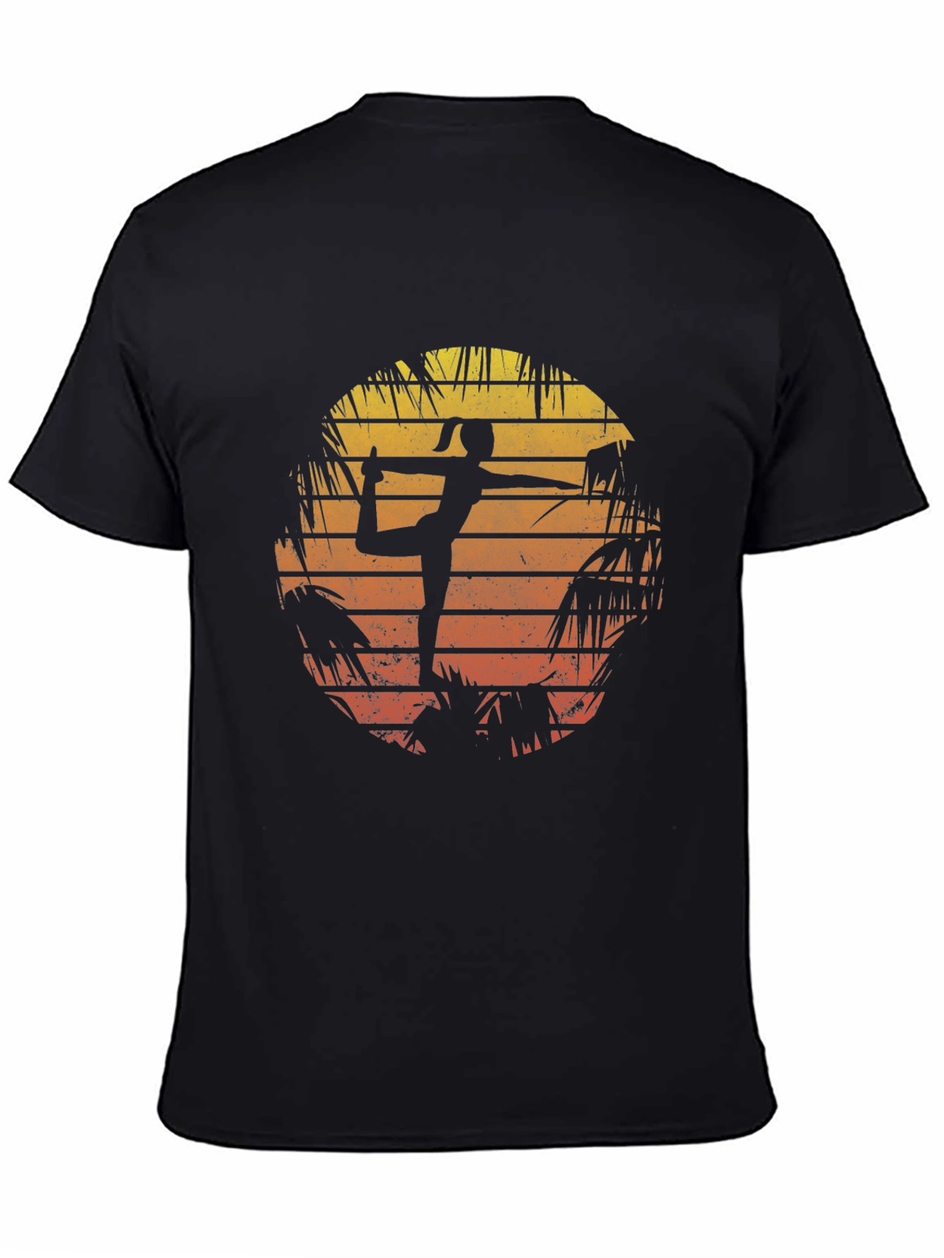Black Yoga Pose Sunset Graphic T-Shirt view 4
