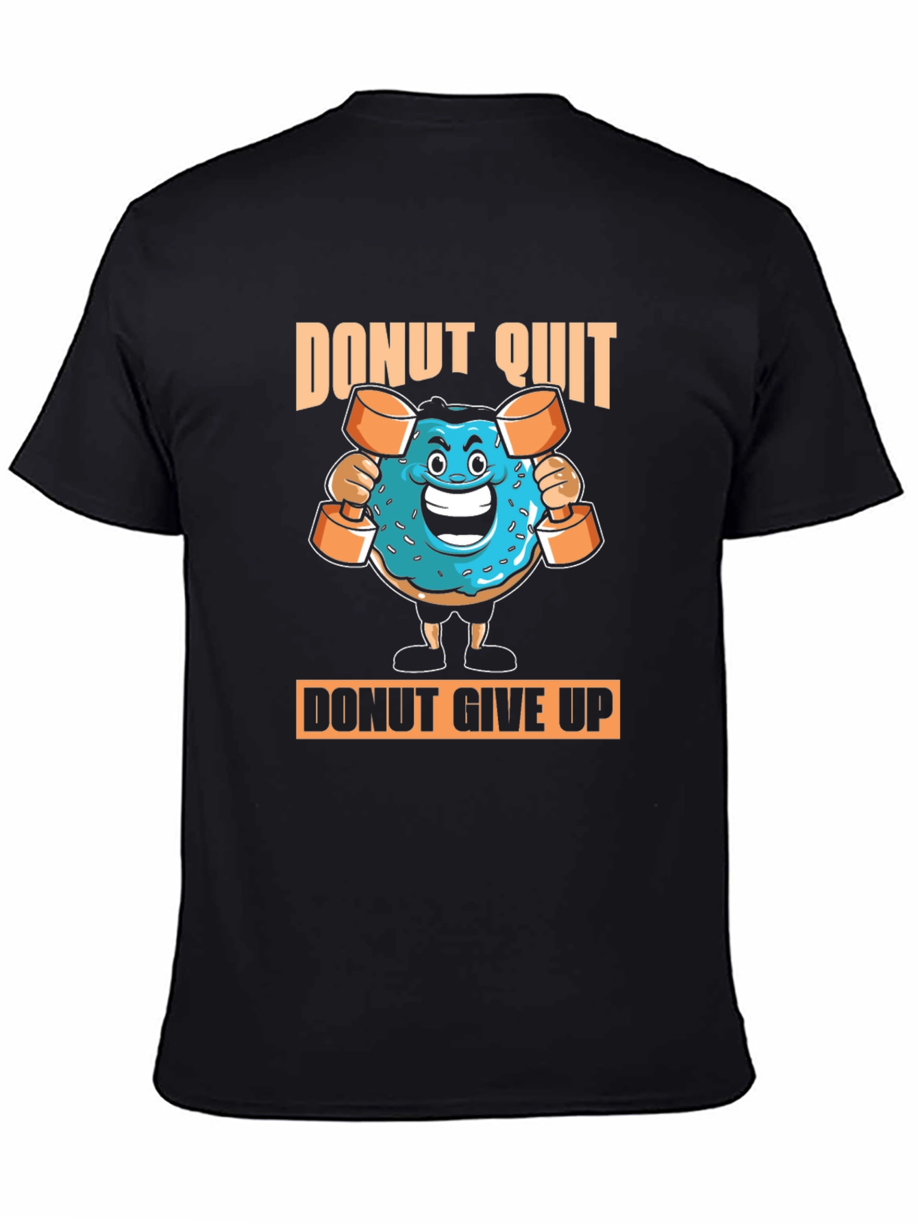 Black Donut Quit Funny Gym T-Shirt view 4