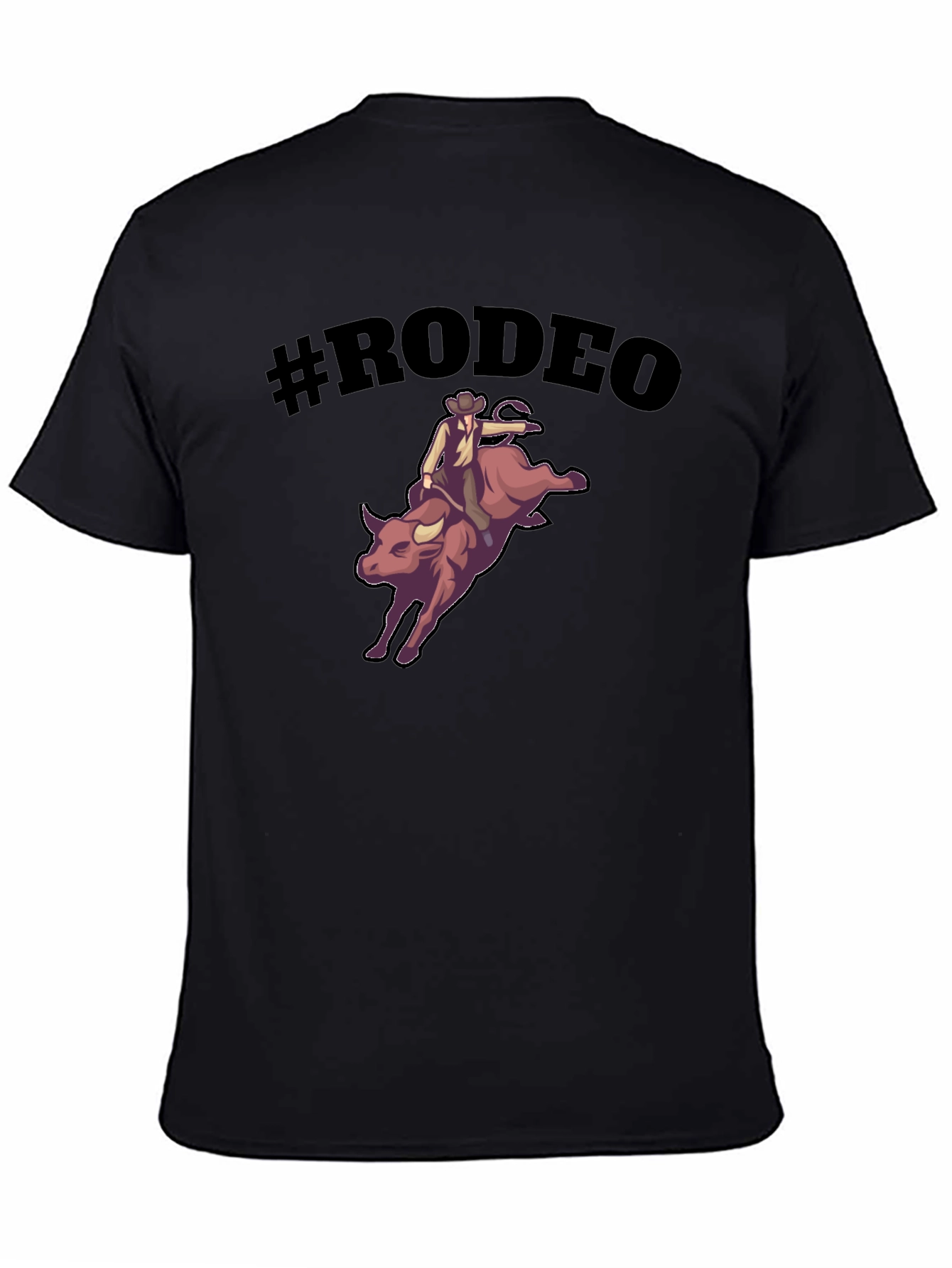 Black Rodeo Bull Riding Graphic T-Shirt view 4