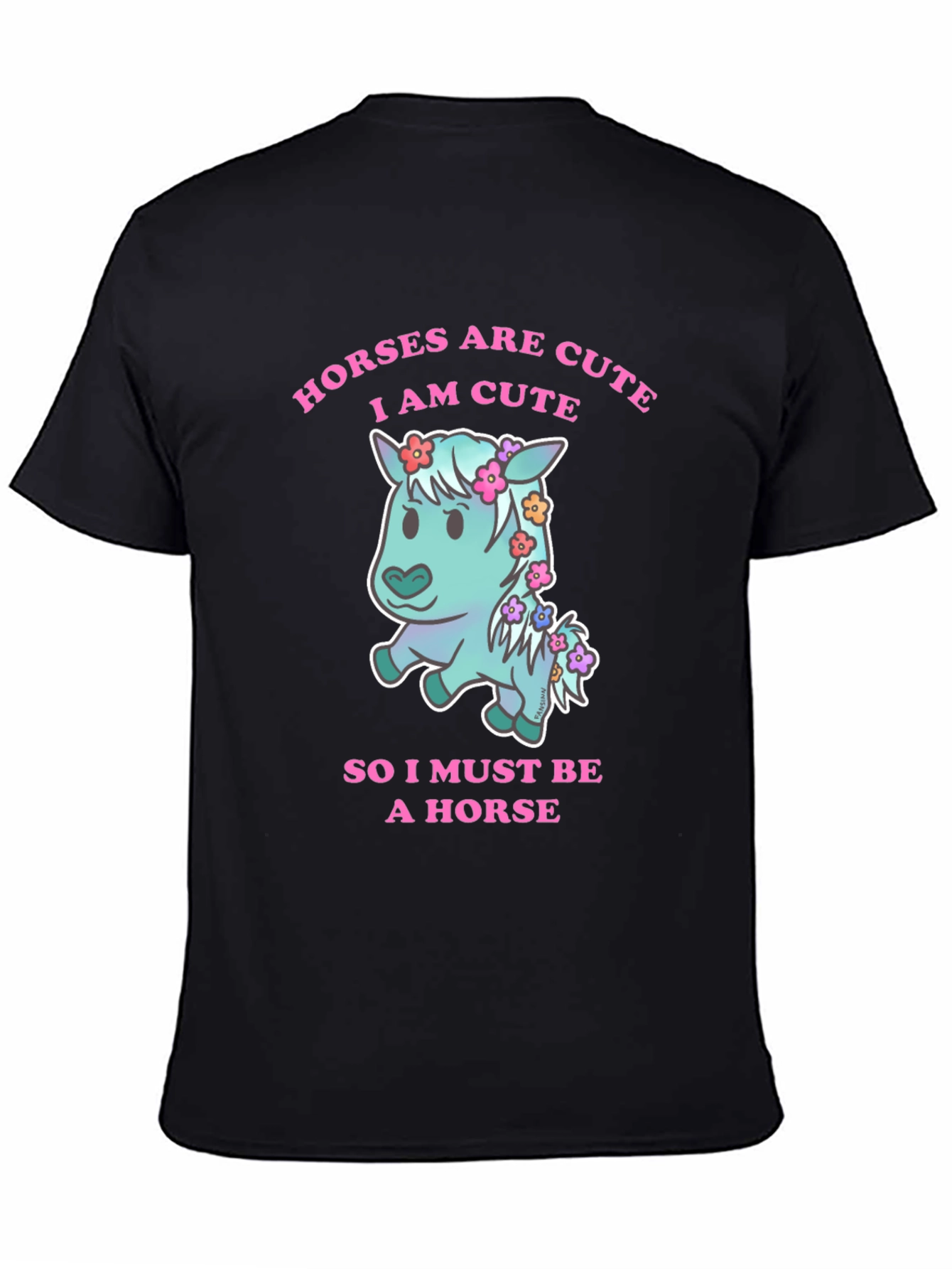 Black Cute Horse Graphic T-Shirt view 4