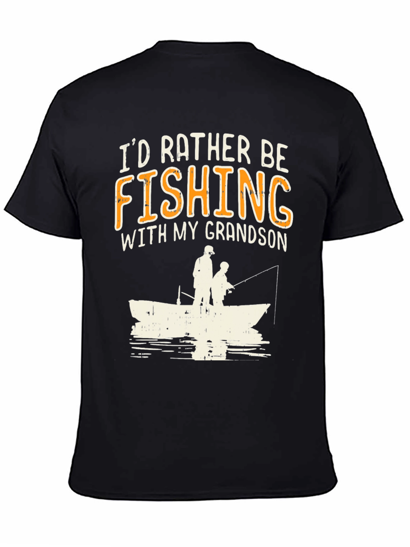 Black Fishing With My Grandson Graphic Tee view 4