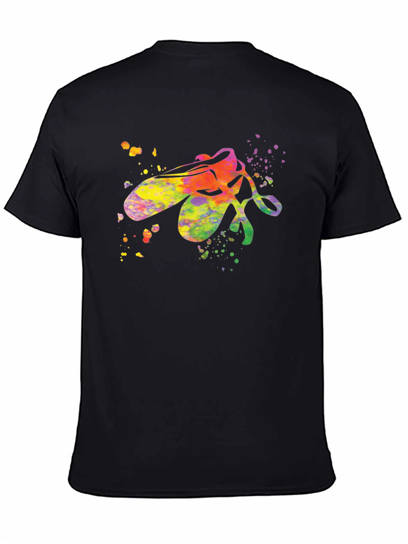 Black Watercolor Ballet Shoe T-Shirt - Artistic Dance Tee view 4