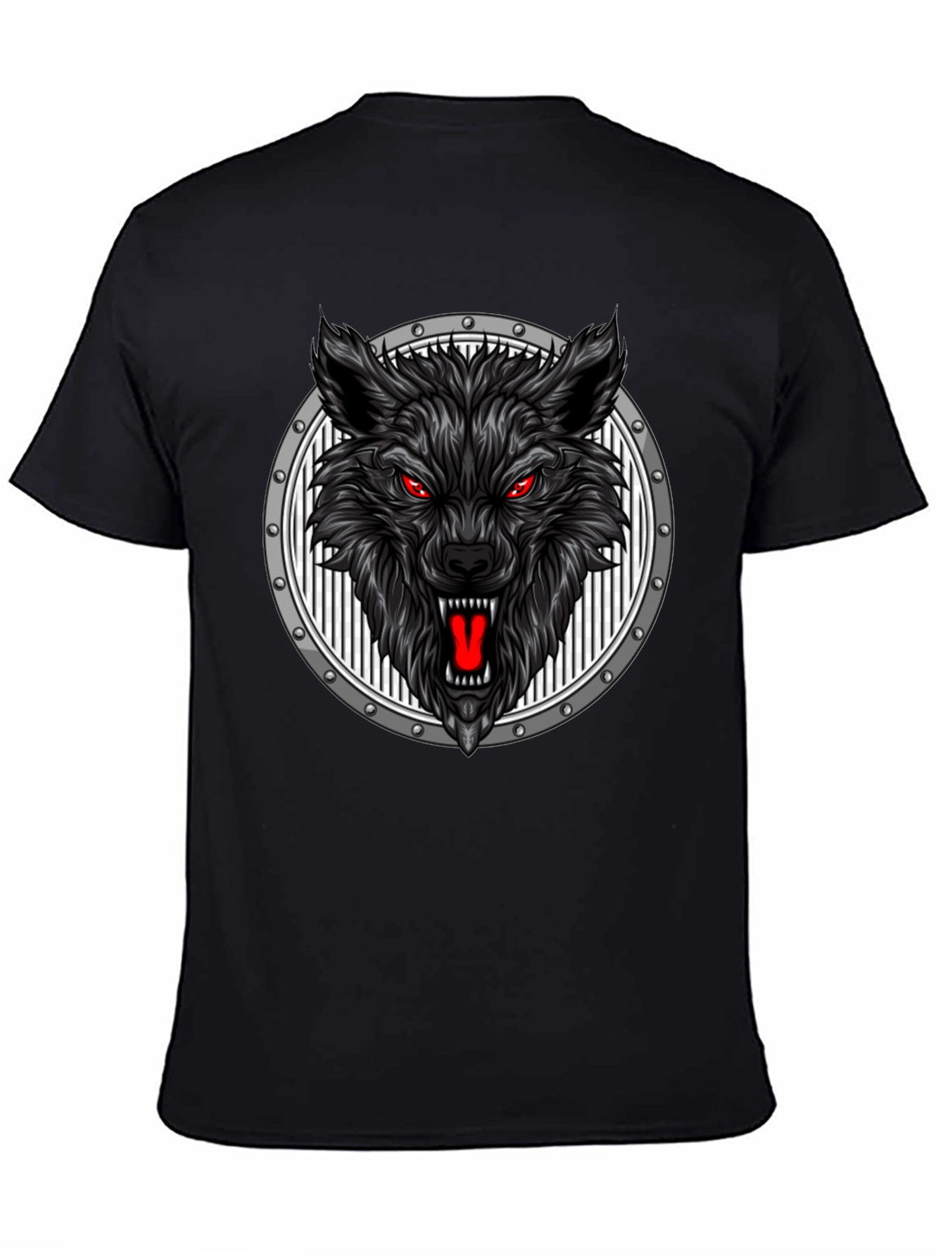 Black Wolf Head Graphic Black T-Shirt view 4