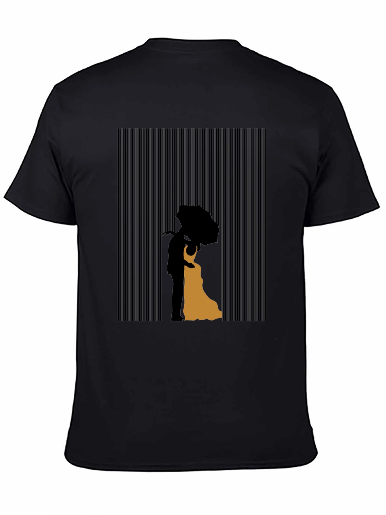 Black Silhouetted Embrace Graphic T-Shirt - Modern Art Tee view 4