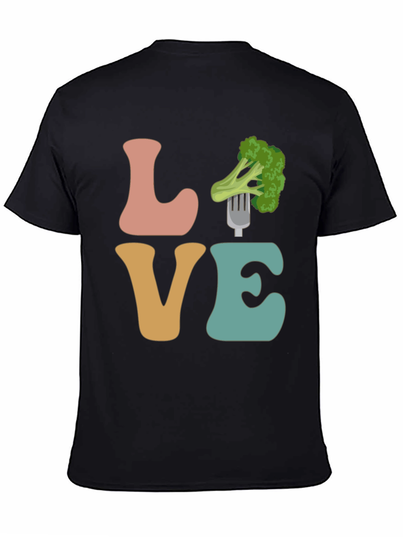 Black Vegan Love Broccoli Graphic Tee - Unisex T-Shirt view 4