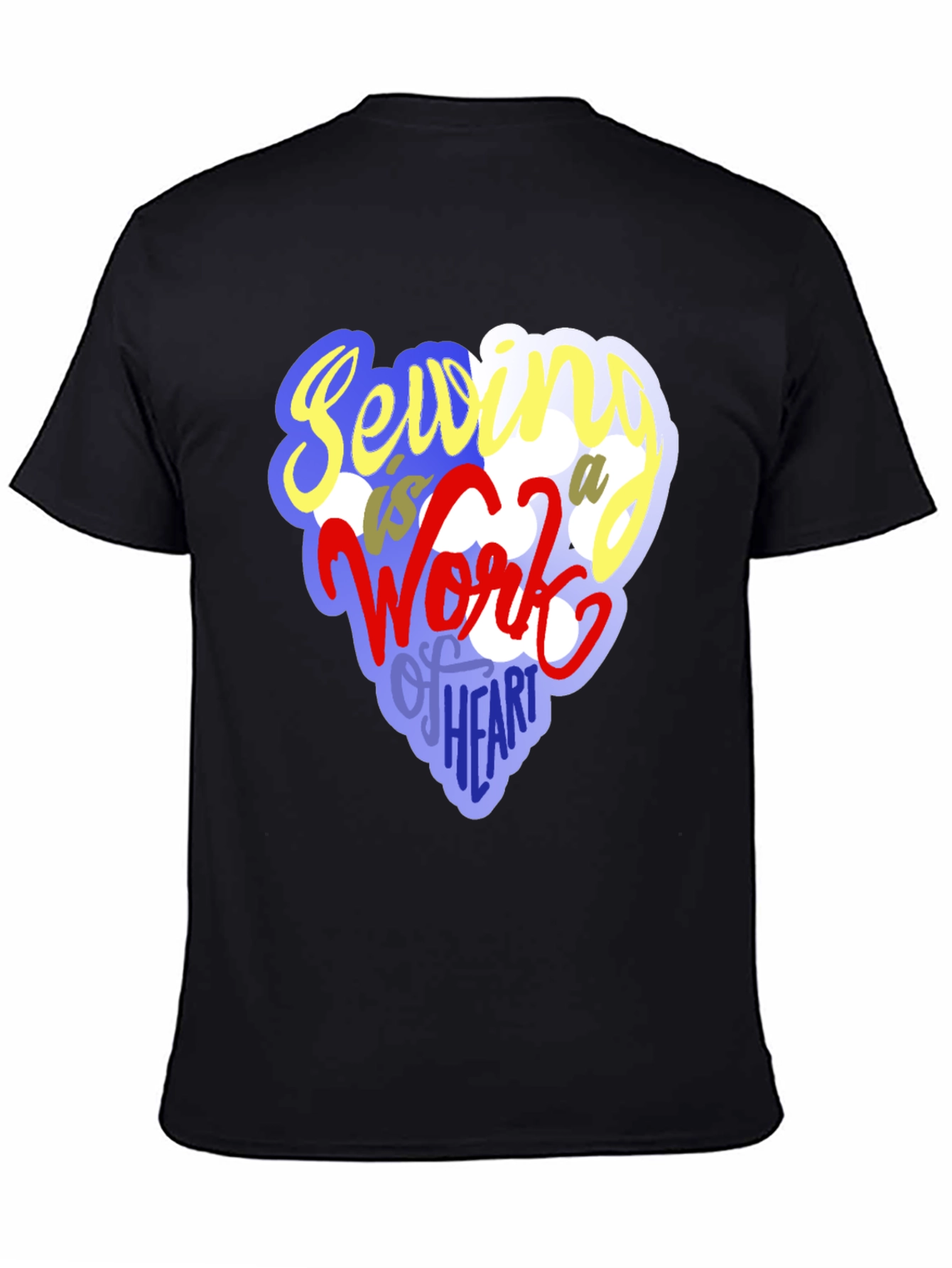 Black Sewing Heart T-Shirt - Unique Crafting Design view 4