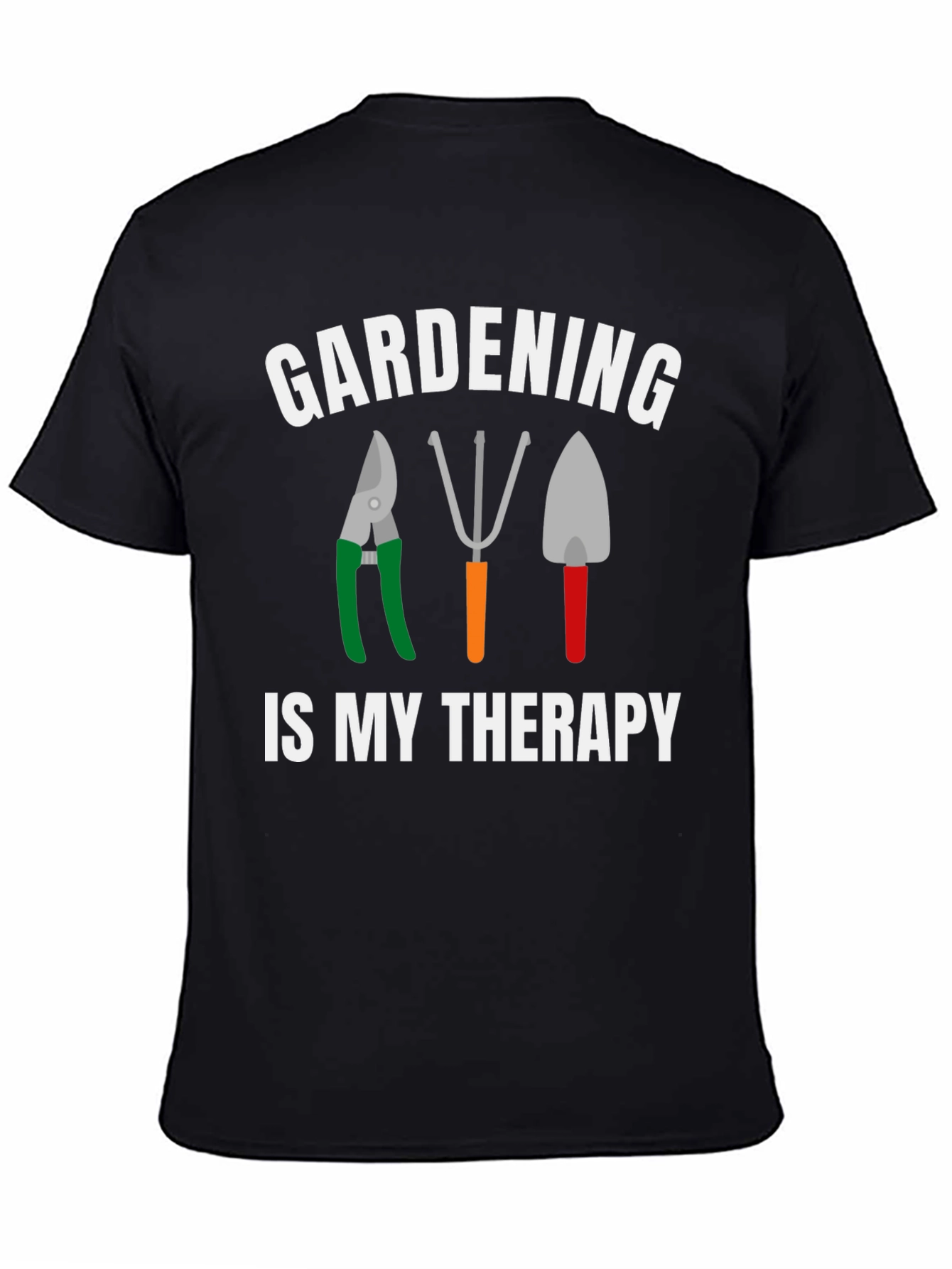 Black Gardening Is My Therapy T-Shirt view 4