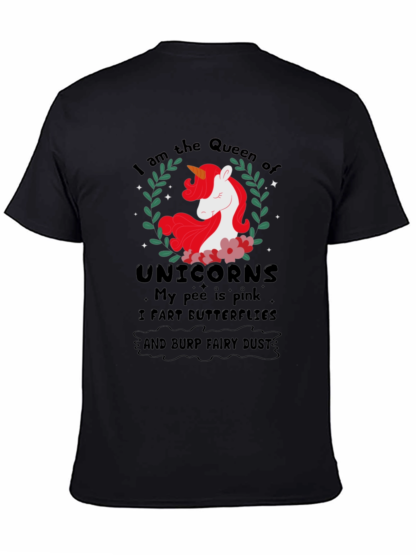 Black Queen of Unicorns T-Shirt Funny Slogan Tee view 4