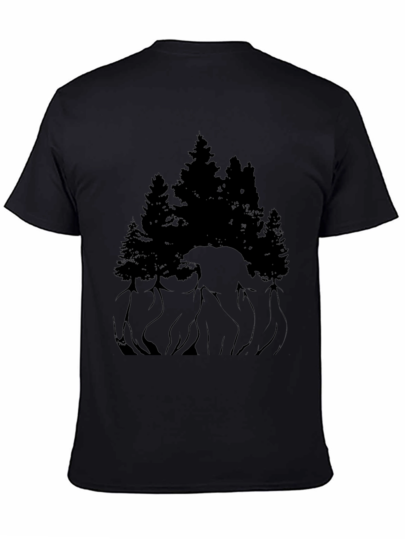 Black Black Bear & Forest Graphic Tee view 4