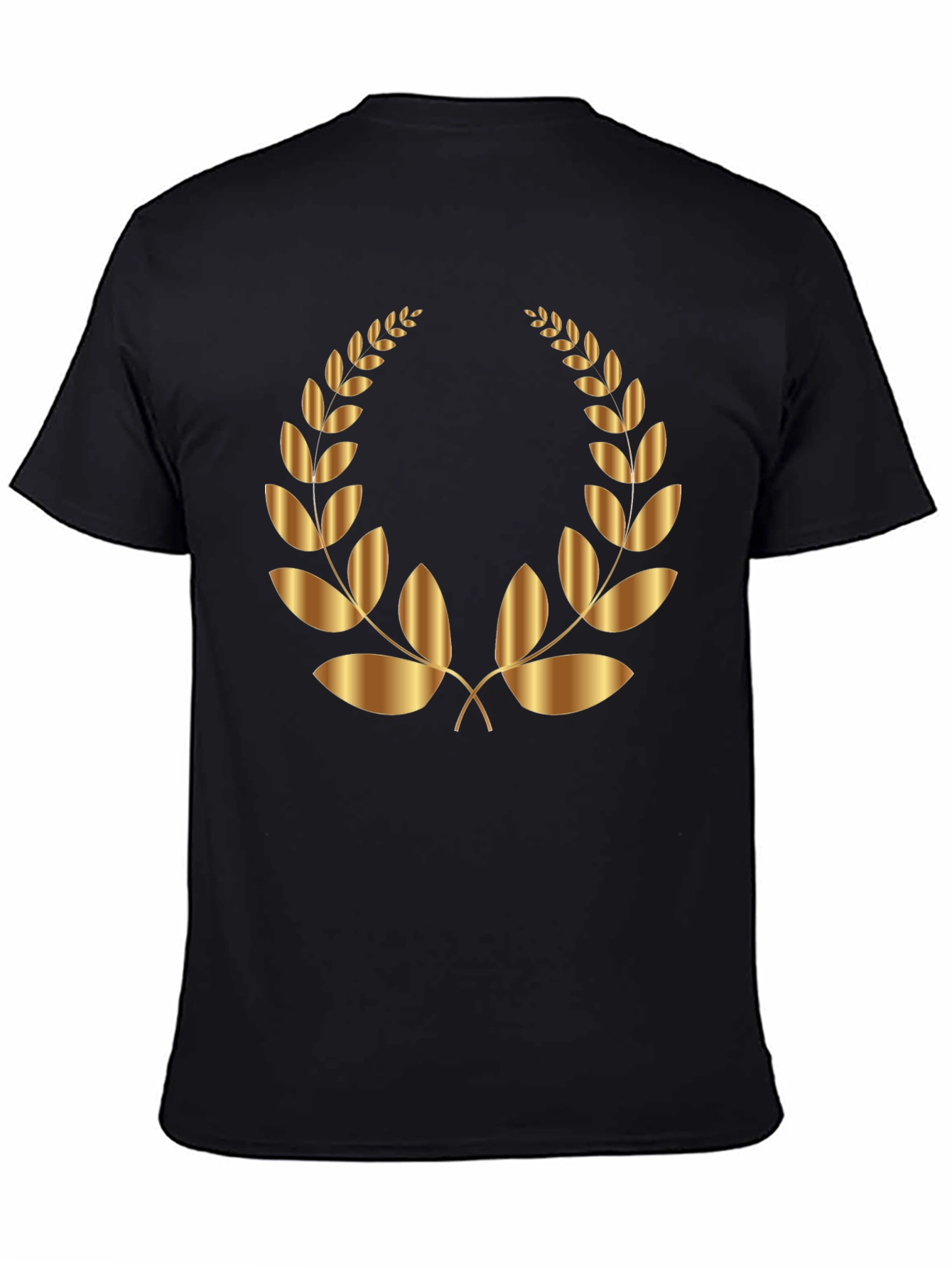 Black Gold Laurel Wreath Graphic Black T-Shirt view 4