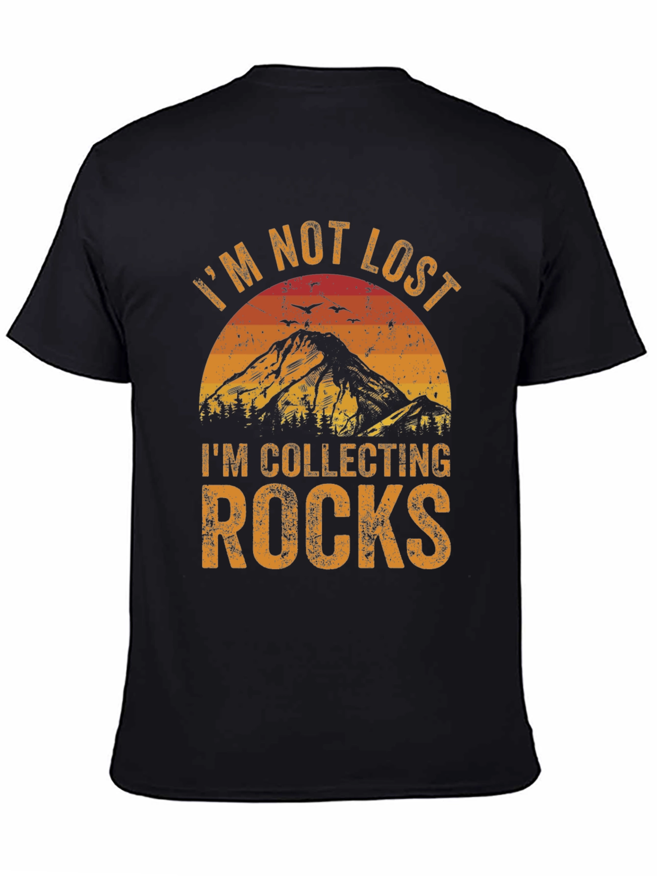 Black I'm Not Lost, I'm Collecting Rocks T-Shirt view 4