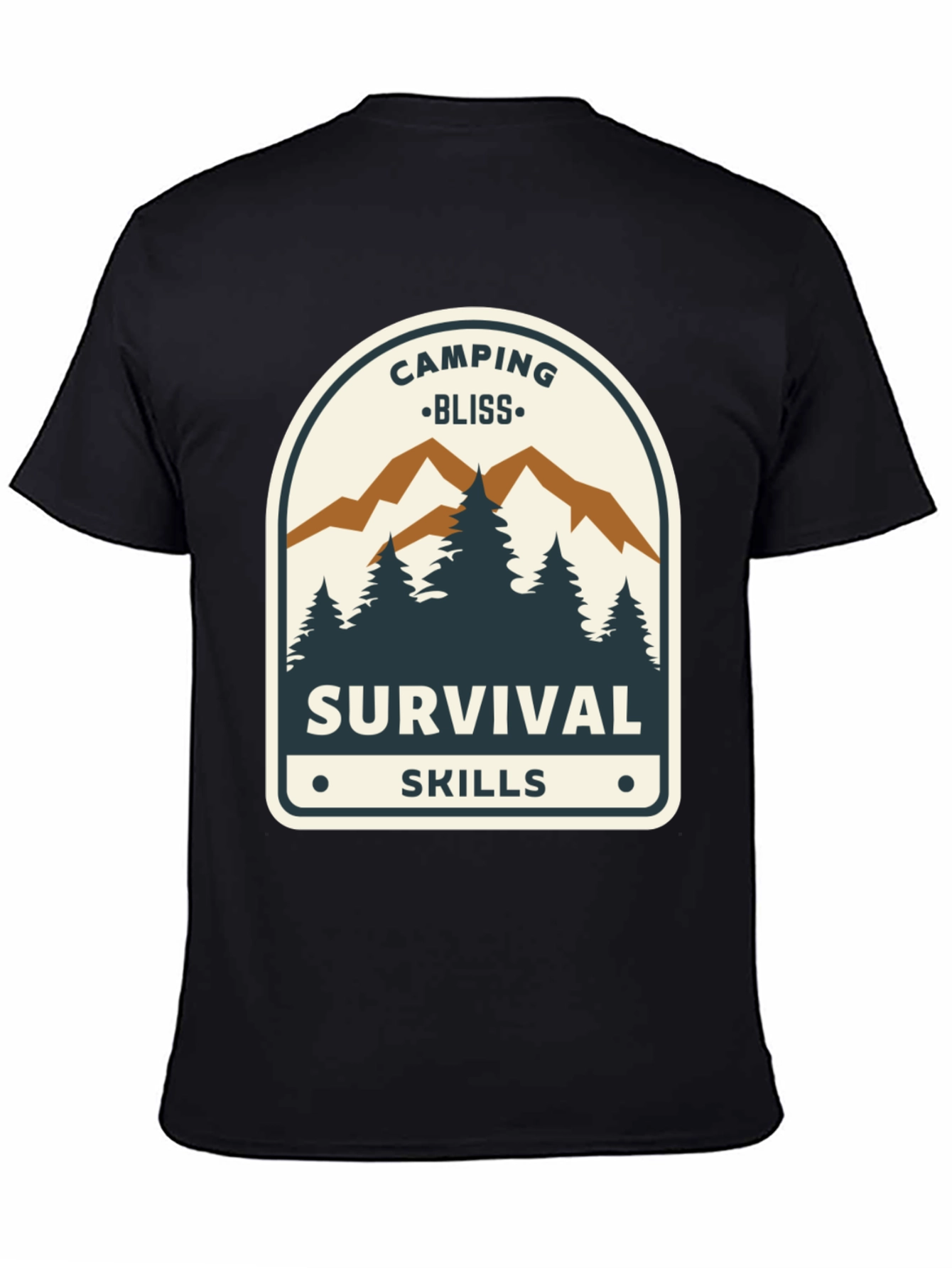 Black Camping Bliss Survival Skills Black T-Shirt view 4