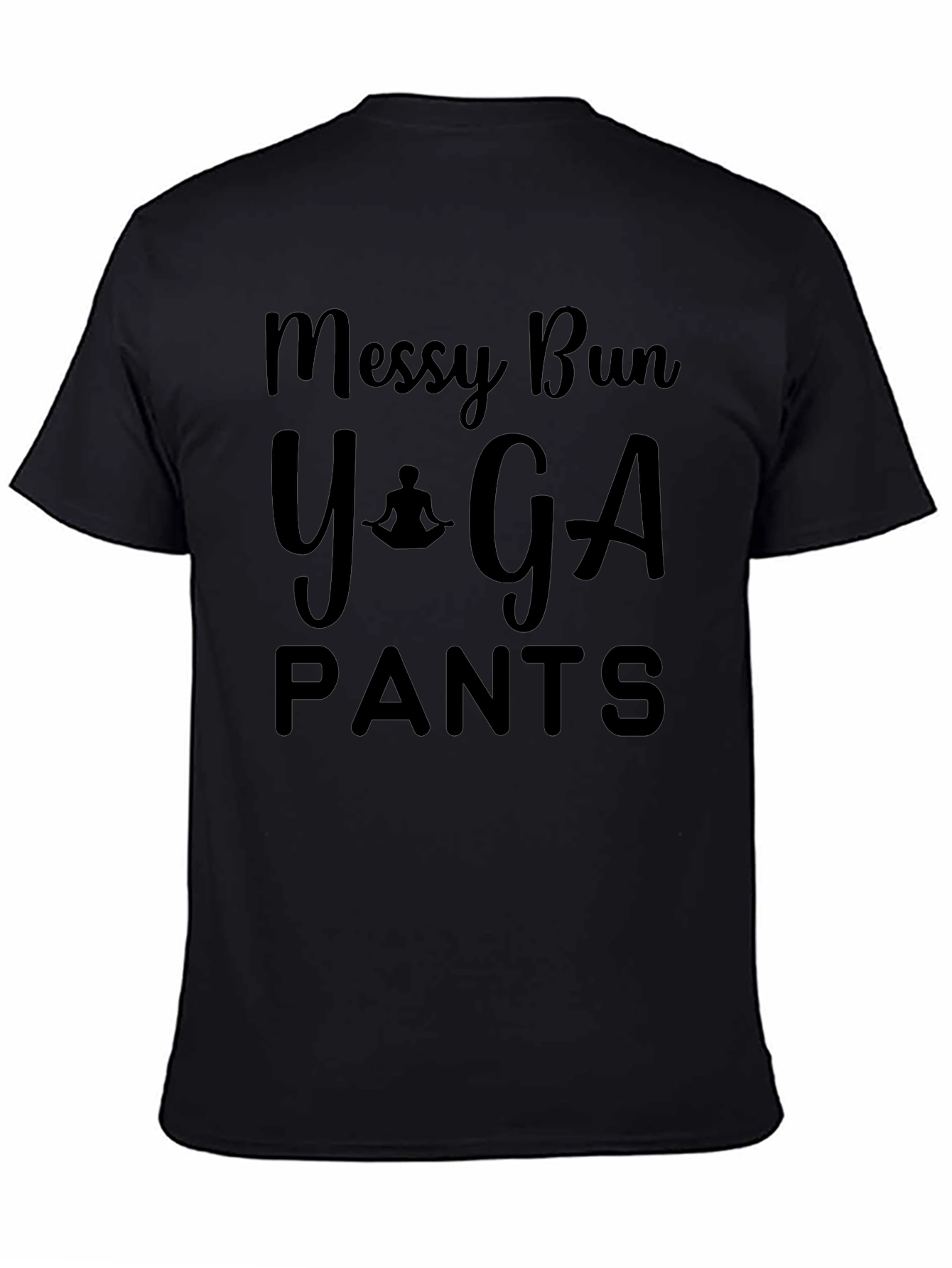 Black Messy Bun Yoga Pants Black T-Shirt view 4
