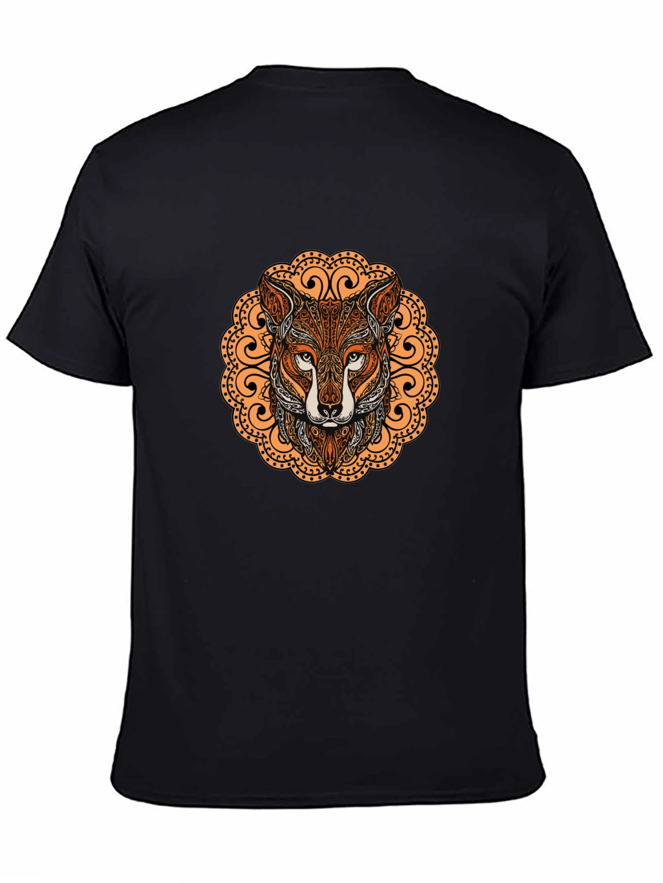 Black Fox Mandala Graphic T-Shirt - Stylish Crew Neck Tee view 4