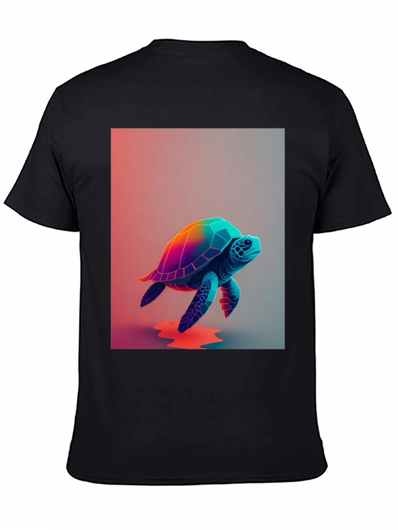 Black Rainbow Turtle Graphic Tee - Unique Design view 4