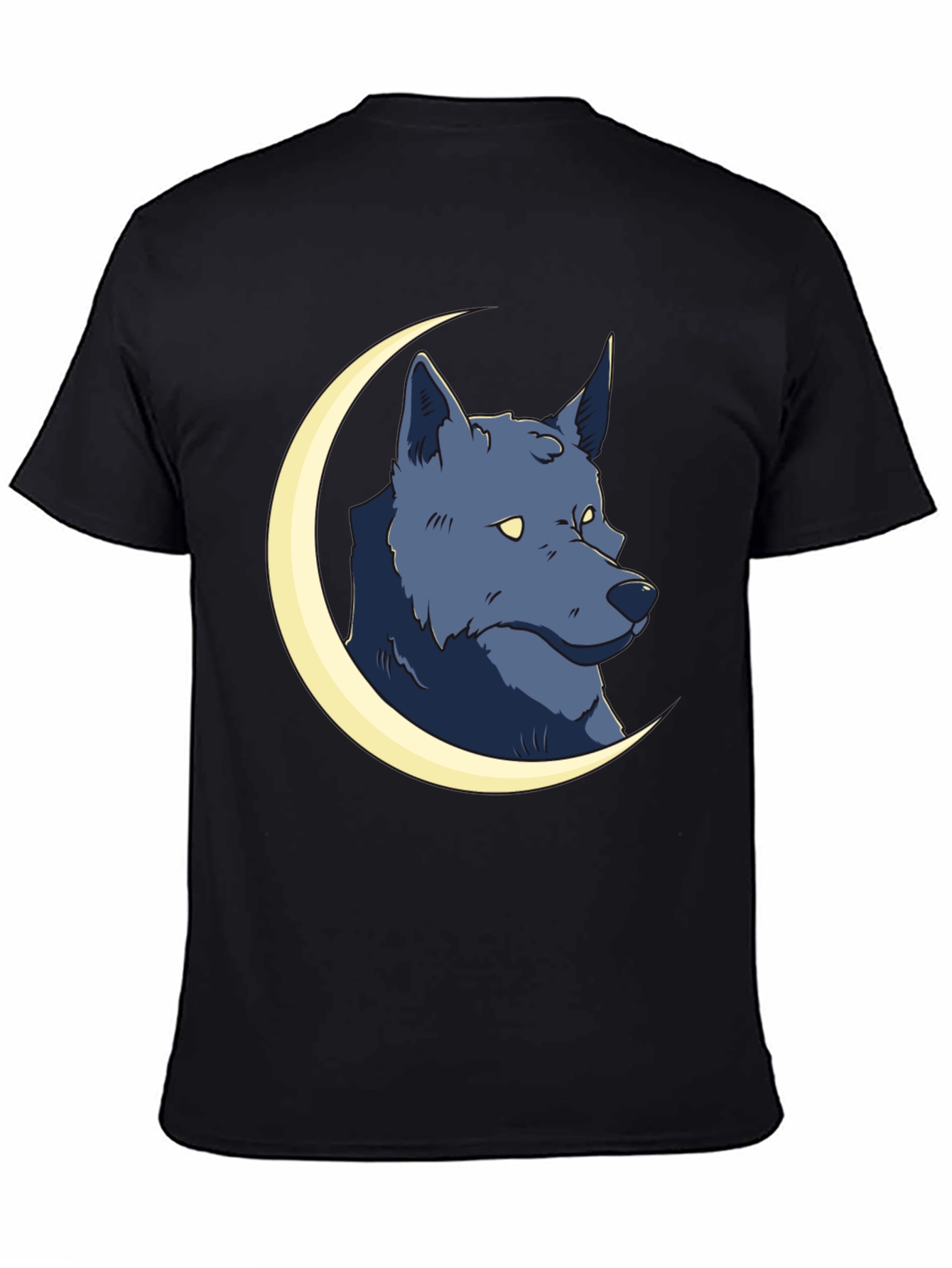 Black Wolf Moon Graphic Tee - Black Cotton T-Shirt view 4