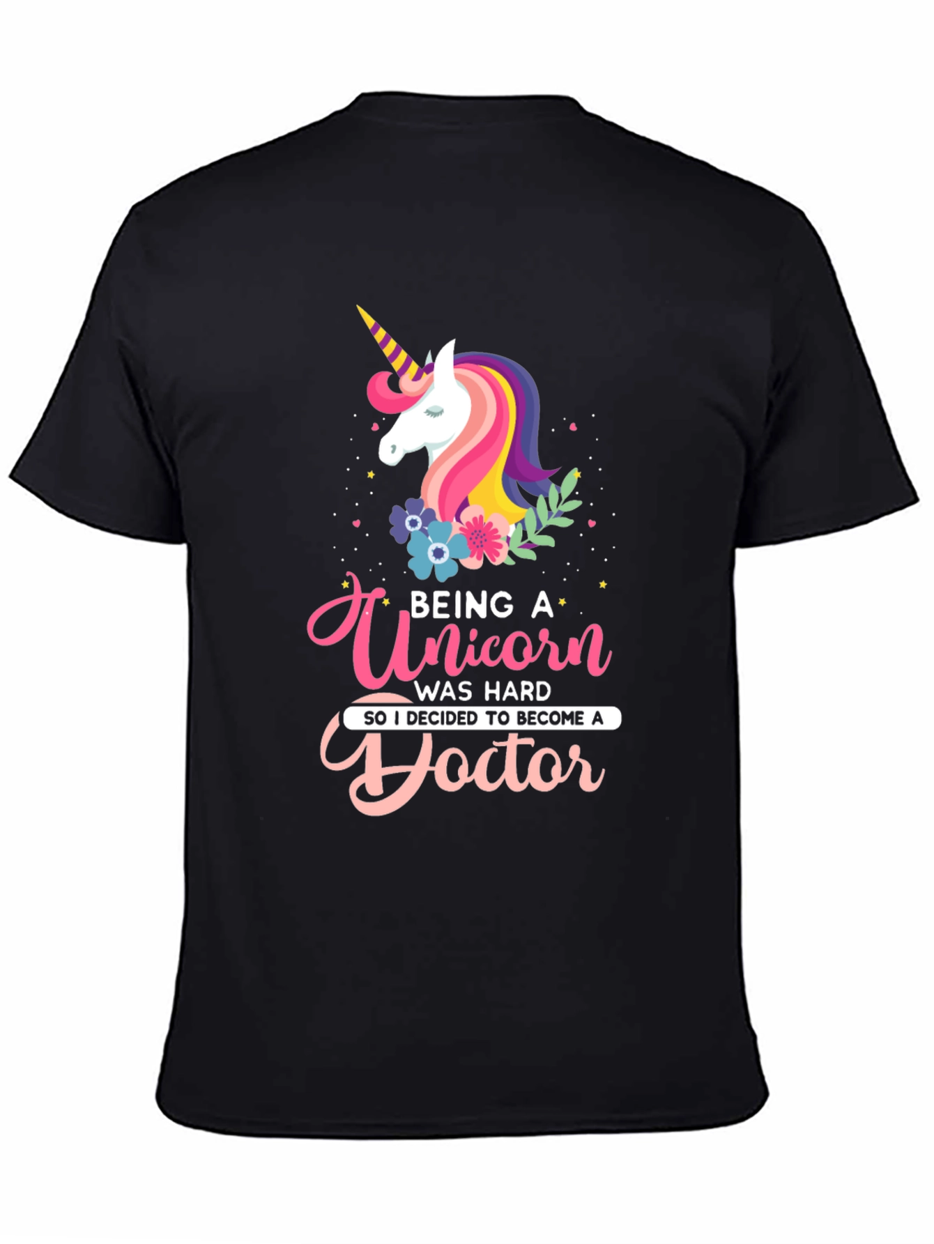 Black Unicorn Doctor Graphic T-Shirt | Novelty Tee view 4