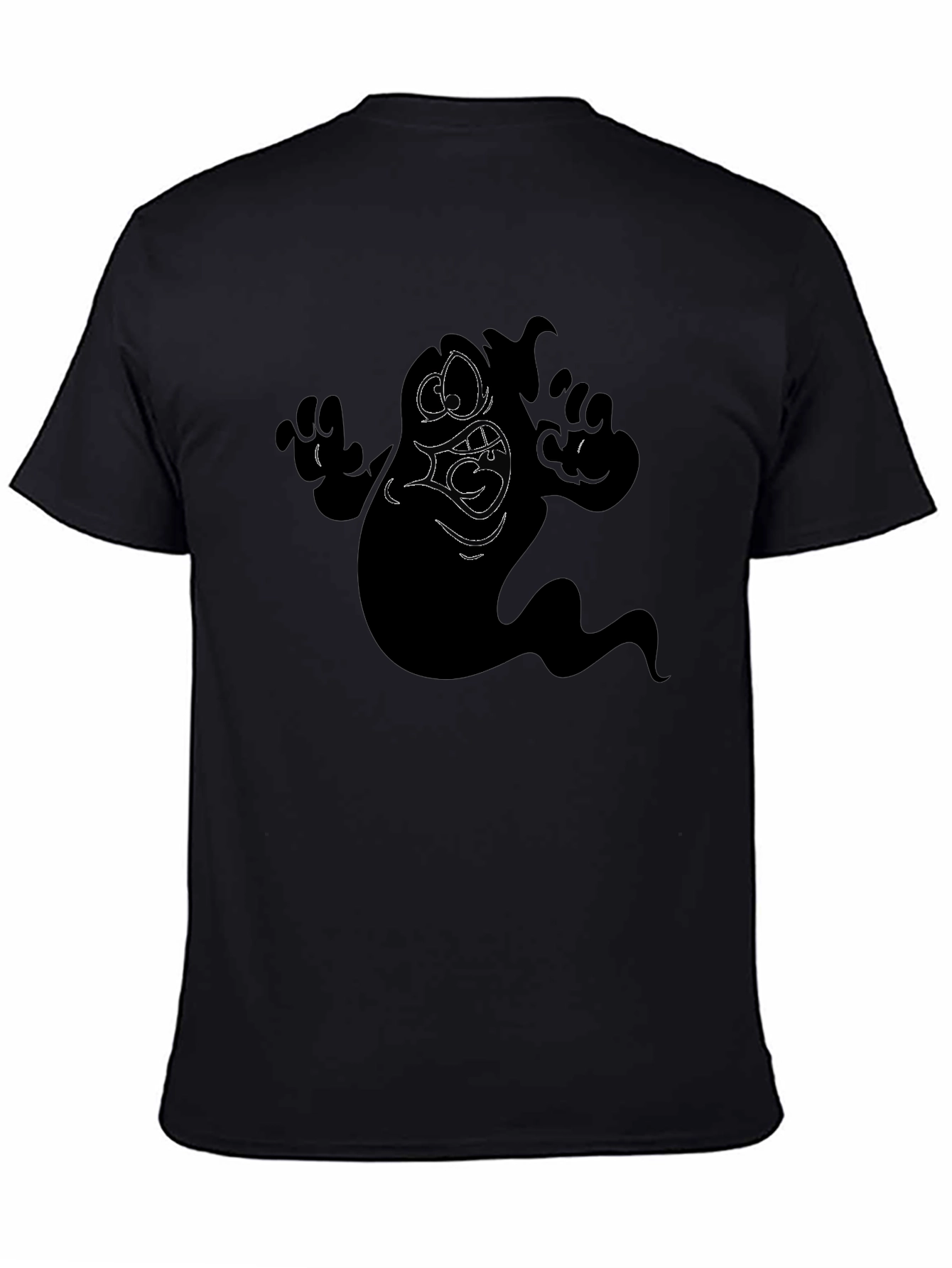 Black Spooky Ghost Graphic Tee - Men's Black T-Shirt view 4