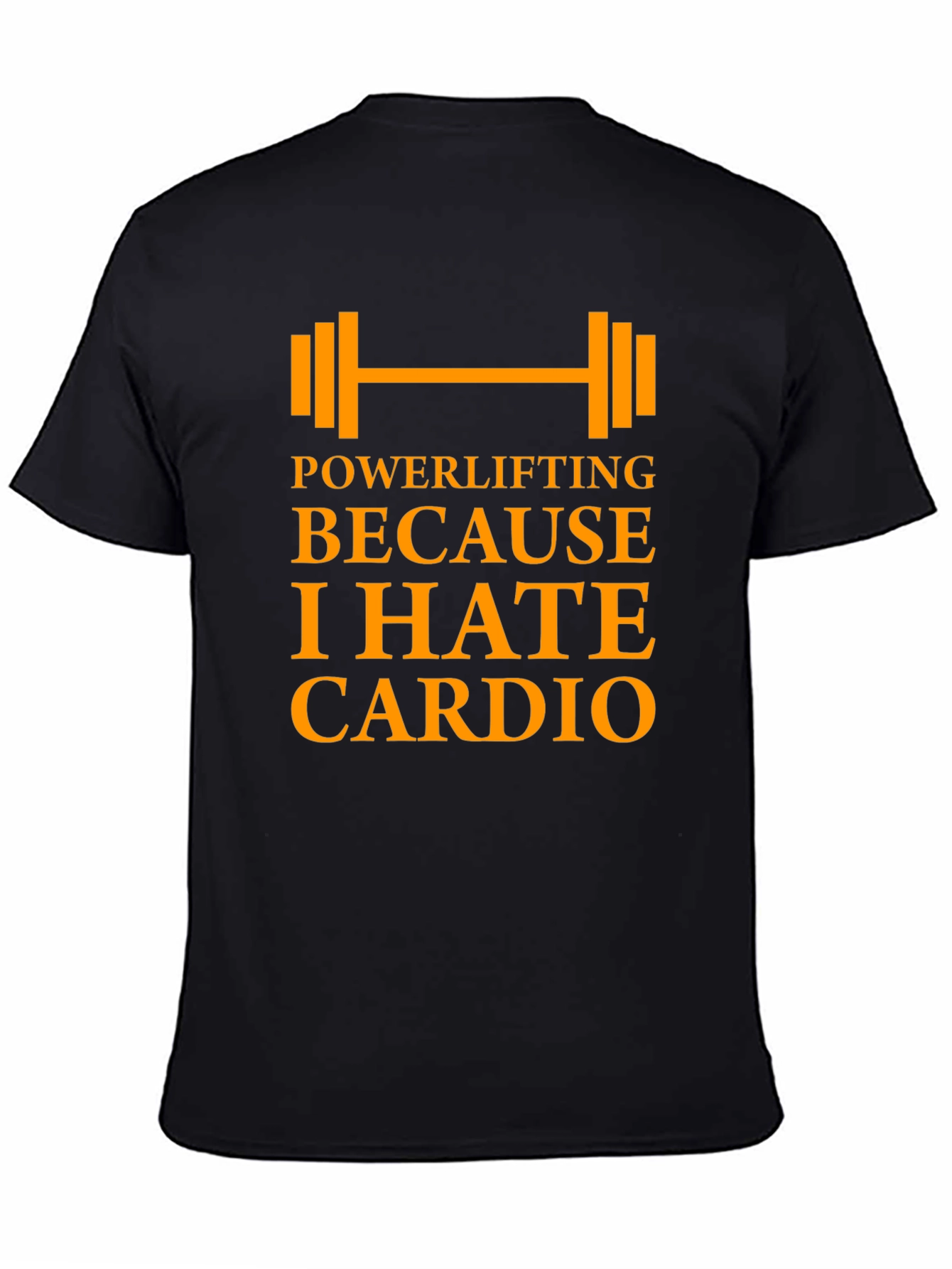 Black Powerlifting Because I Hate Cardio - Men's Black T-Shirt view 4