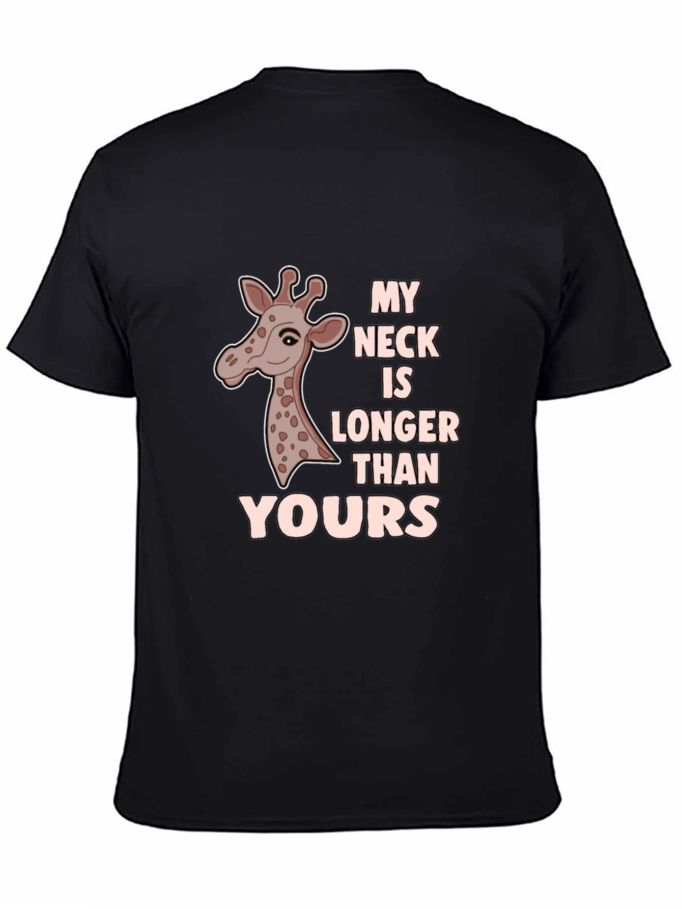 Black Funny Giraffe T-Shirt - My Neck Is Longer view 4