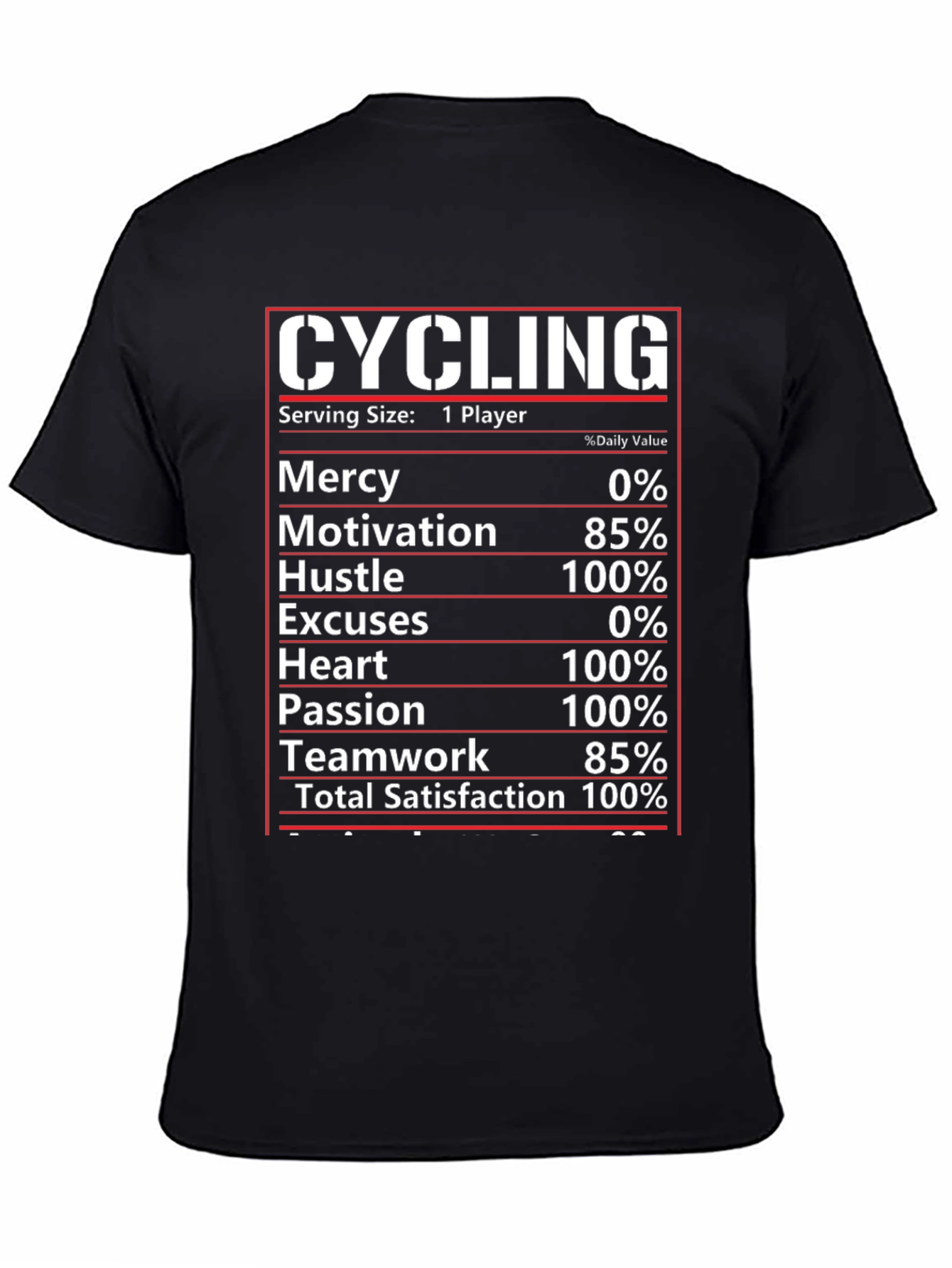 Black Cycling Nutrition Facts T-Shirt view 4