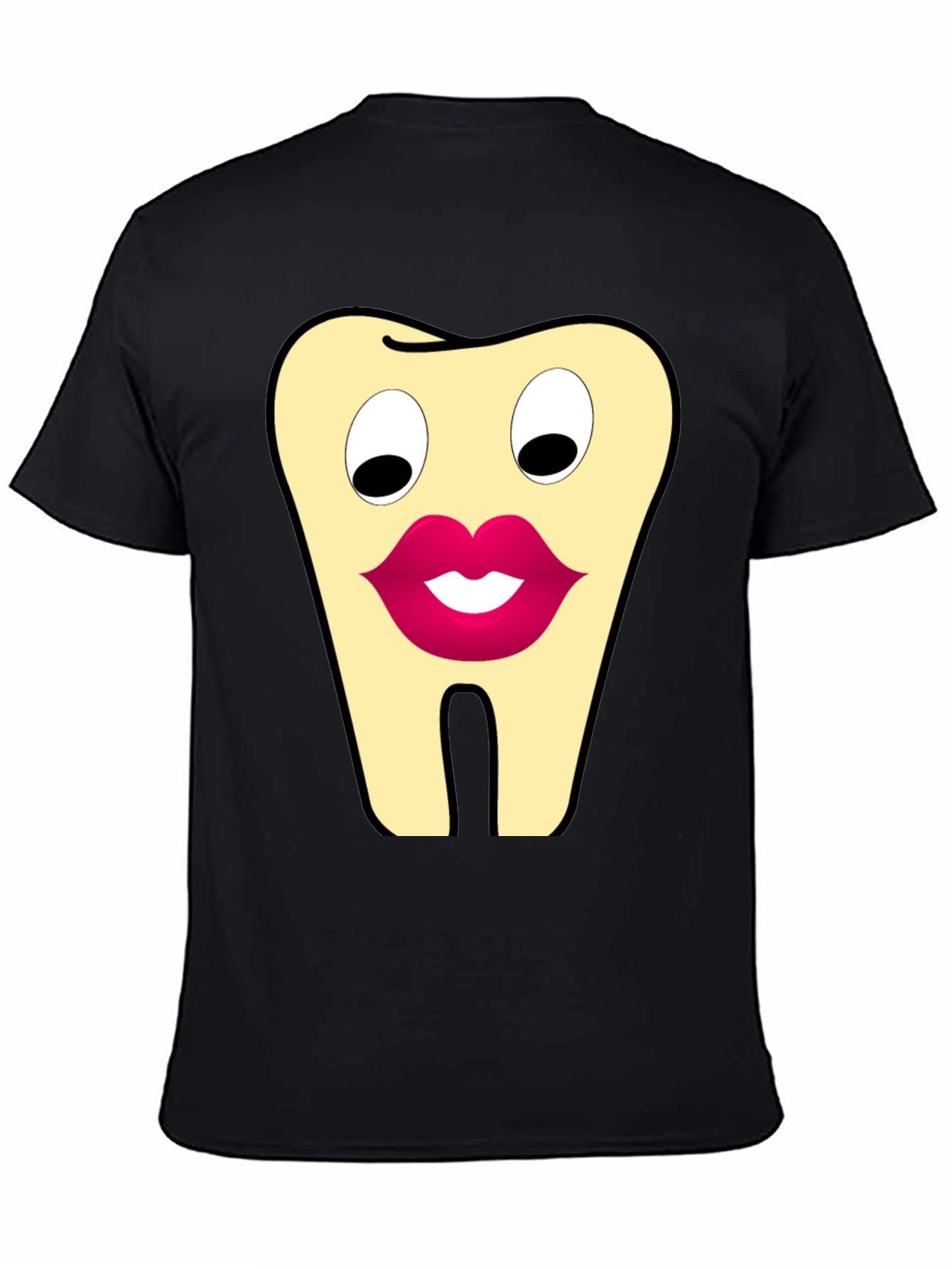 Black Funny Tooth Cartoon Graphic T-Shirt view 4
