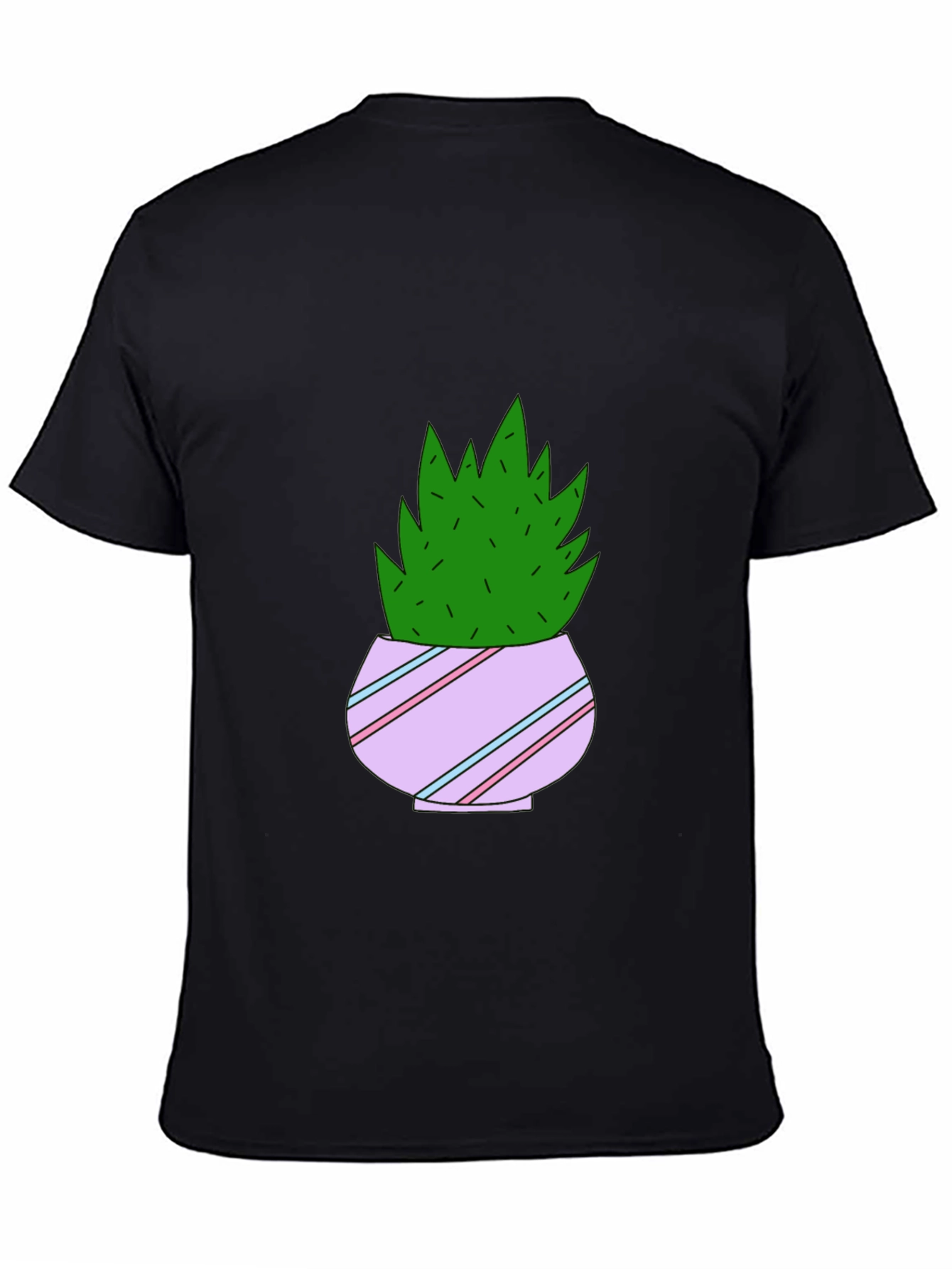 Black Cute Potted Plant Graphic T-Shirt view 4
