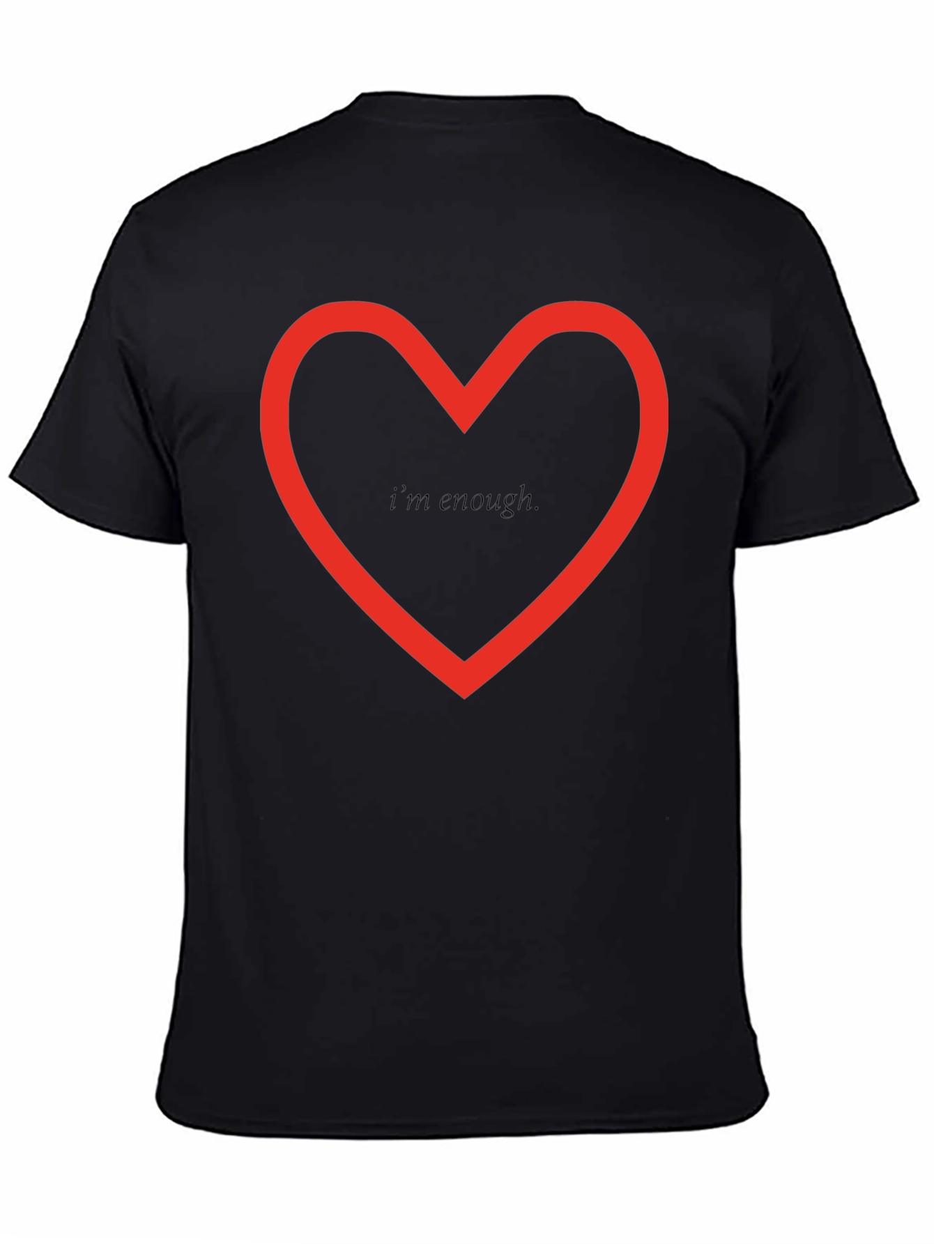 Black I Am Enough Graphic Tee - Red Heart Design view 4