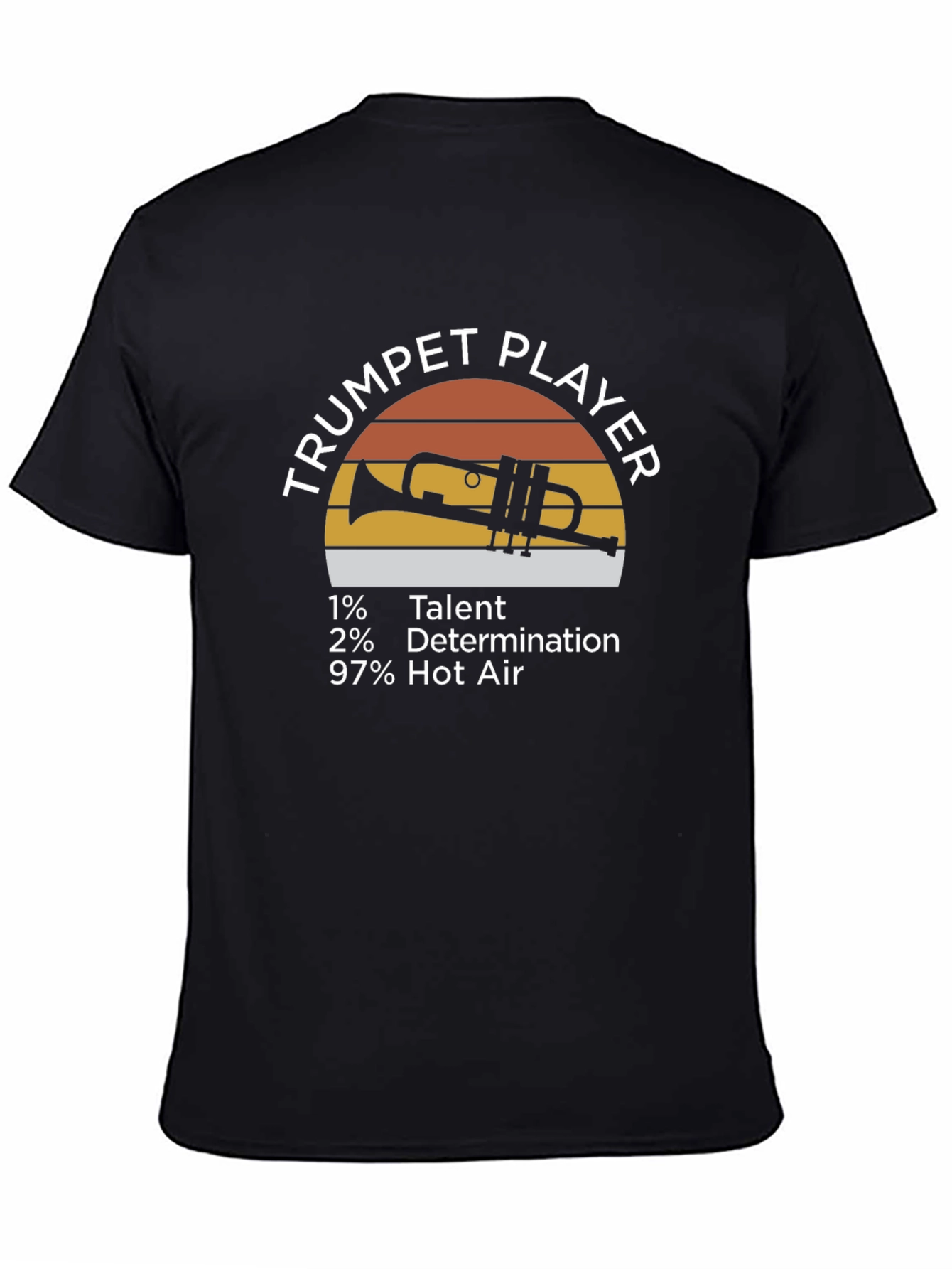 Black Funny Trumpet Player T-Shirt - 1% Talent, 97% Hot Air view 4