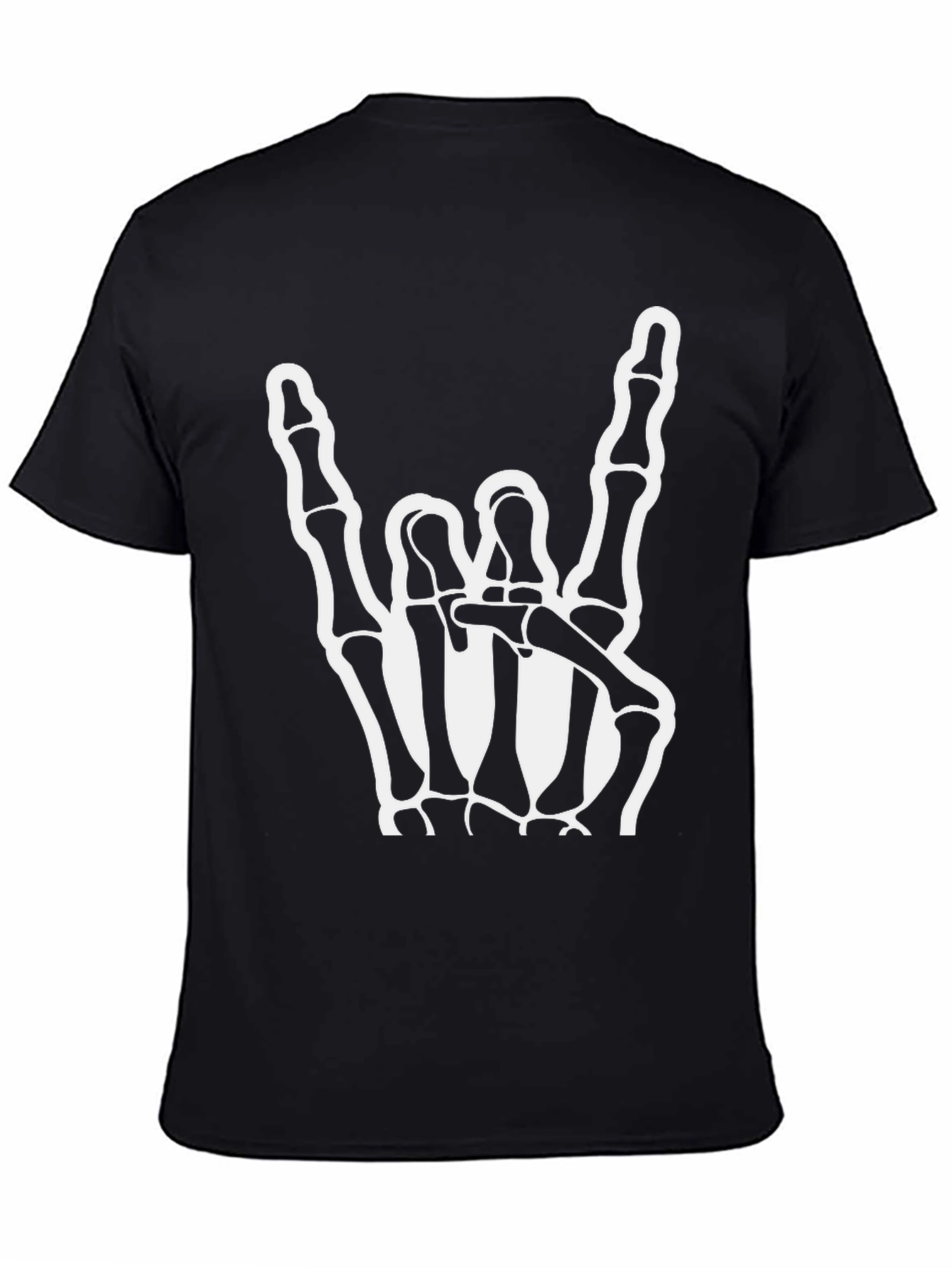 Black Rock On Skeleton Hand Black T-Shirt view 4