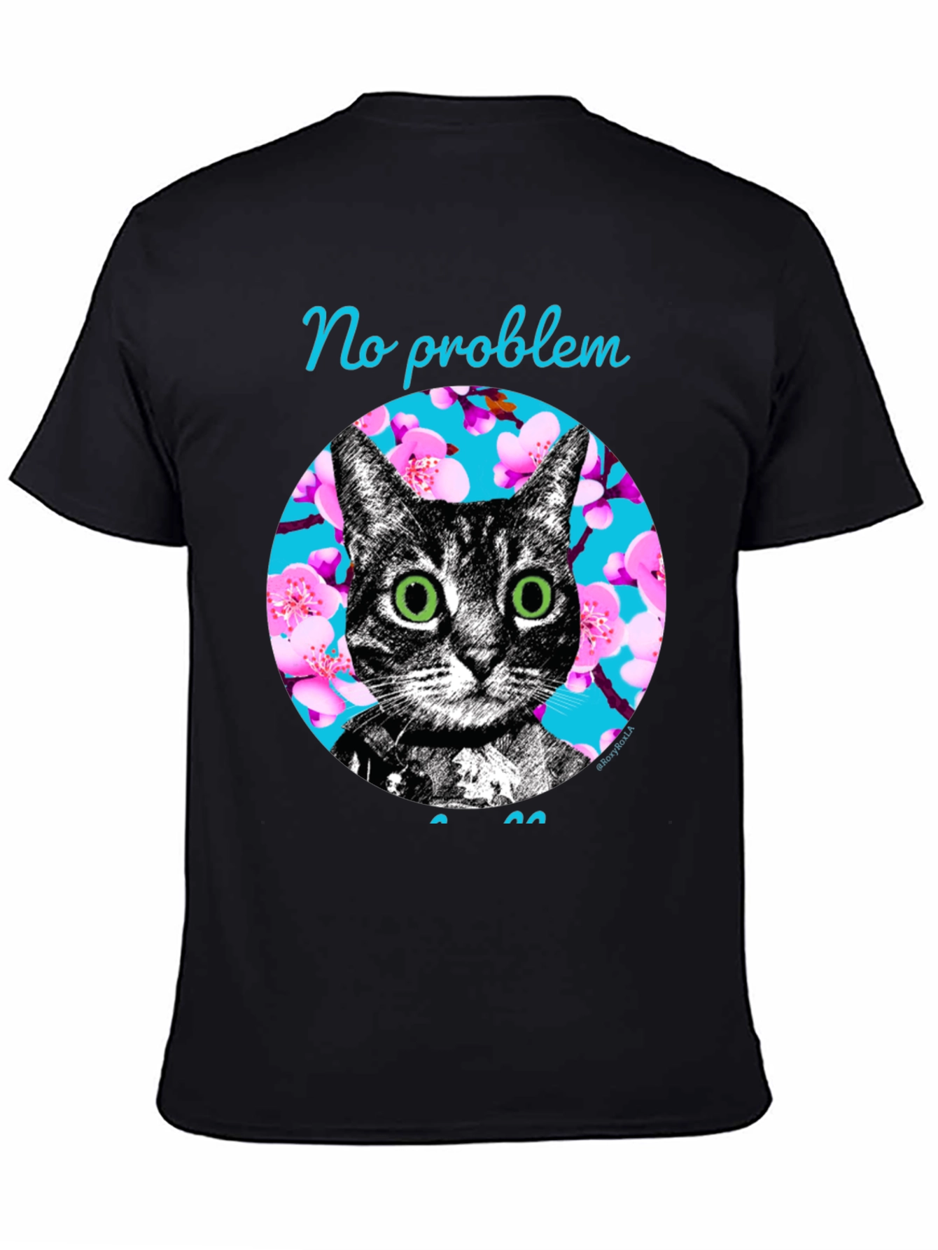 Black No Problem Cat Graphic T-Shirt - Black view 4