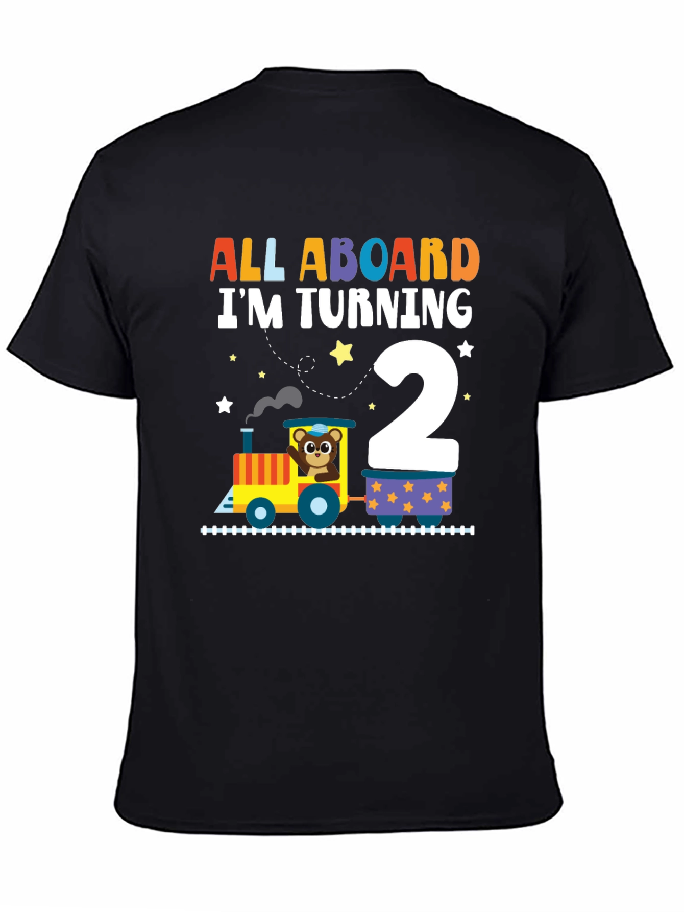 Black All Aboard Birthday Train T-Shirt view 4