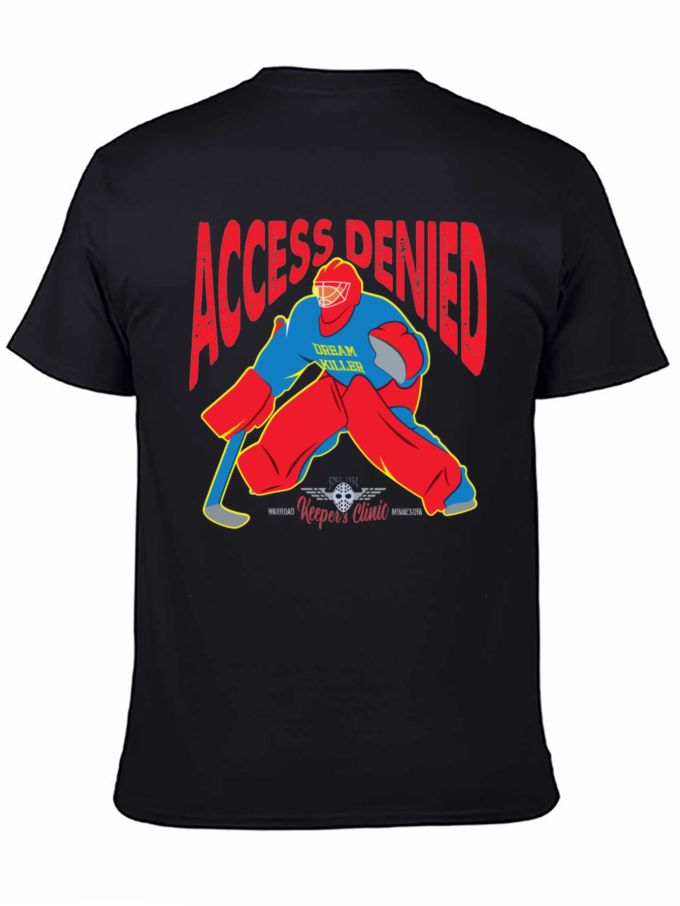 Black Access Denied Hockey Goalie Graphic T-Shirt view 4